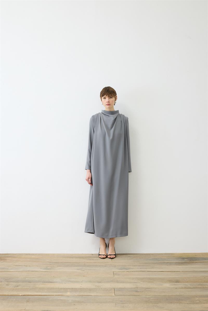 ELEGANT CRPE DRESS ANTHRACITE