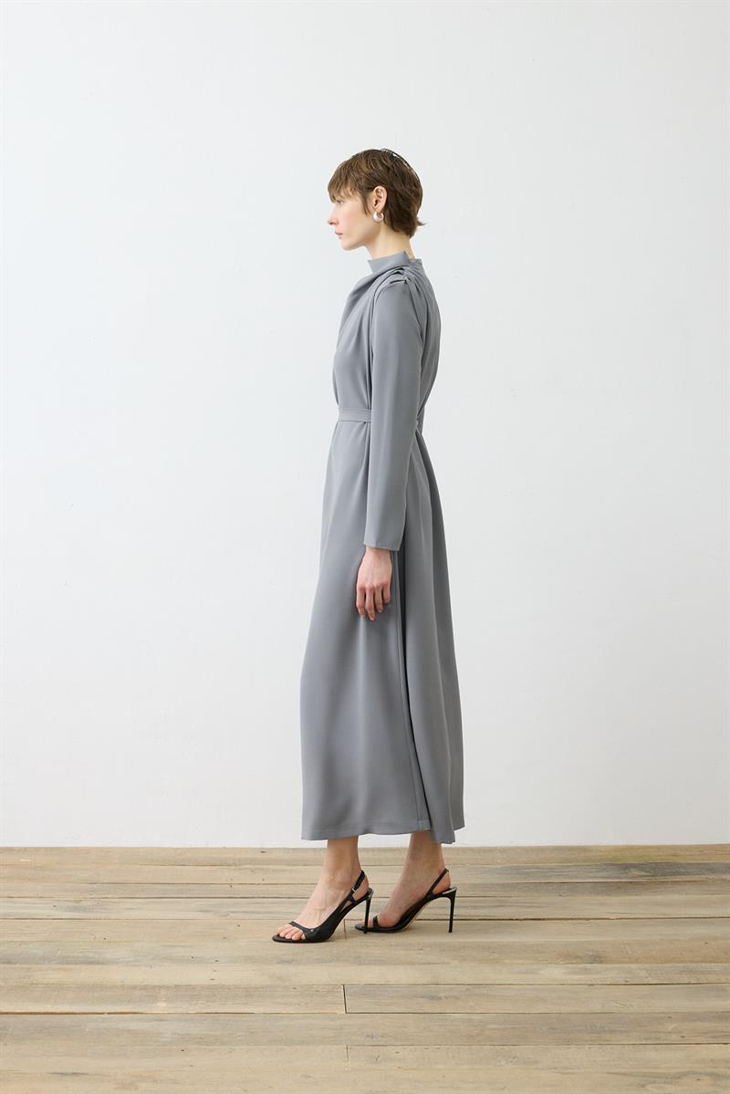 ELEGANT CRPE DRESS ANTHRACITE