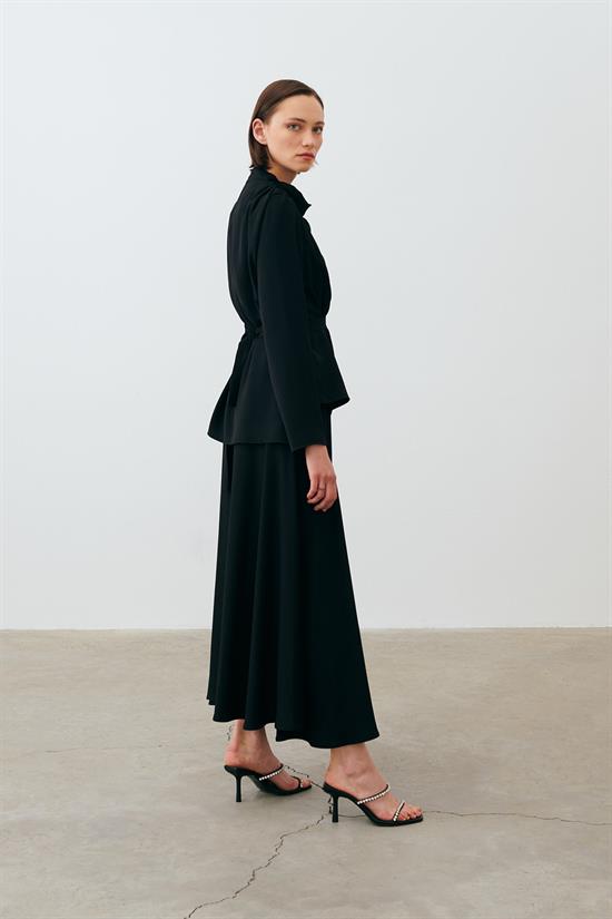 ZARIF CREPE SKIRT SET BLACK