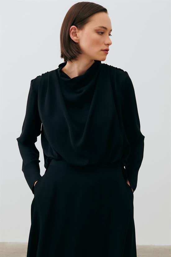 ZARIF CREPE SKIRT SET BLACK