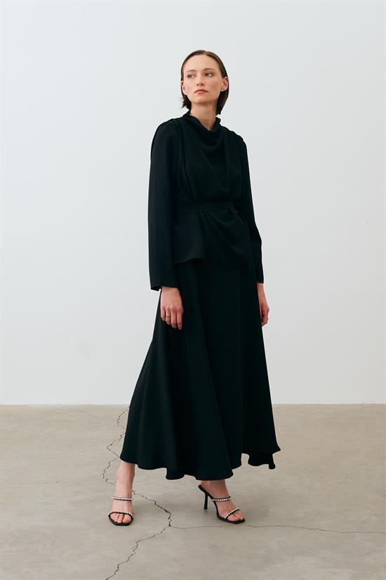 ZARIF CREPE SKIRT SET BLACK