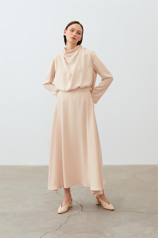 ZARİF KREP  ETEKLİ TAKIM VİZON