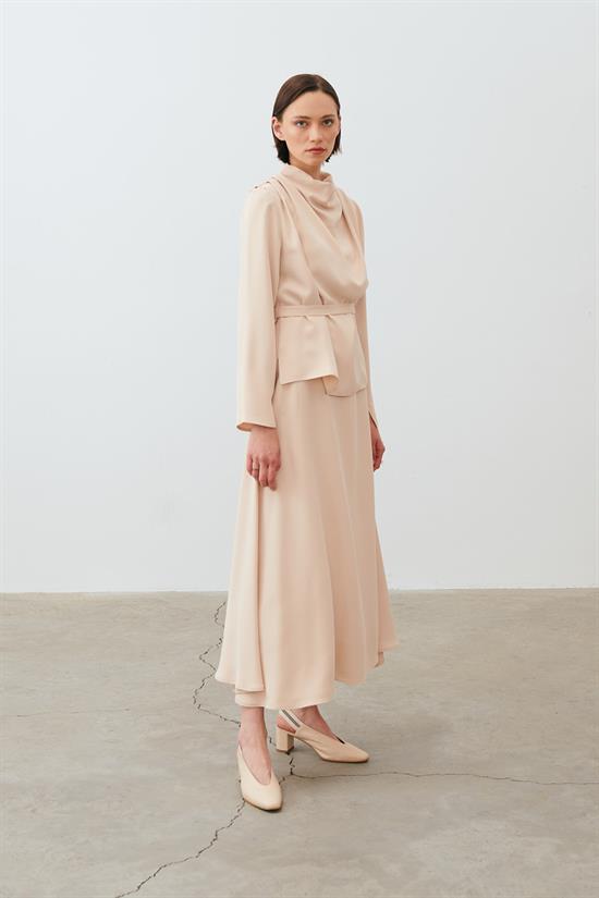 ZARİF KREP  ETEKLİ TAKIM VİZON