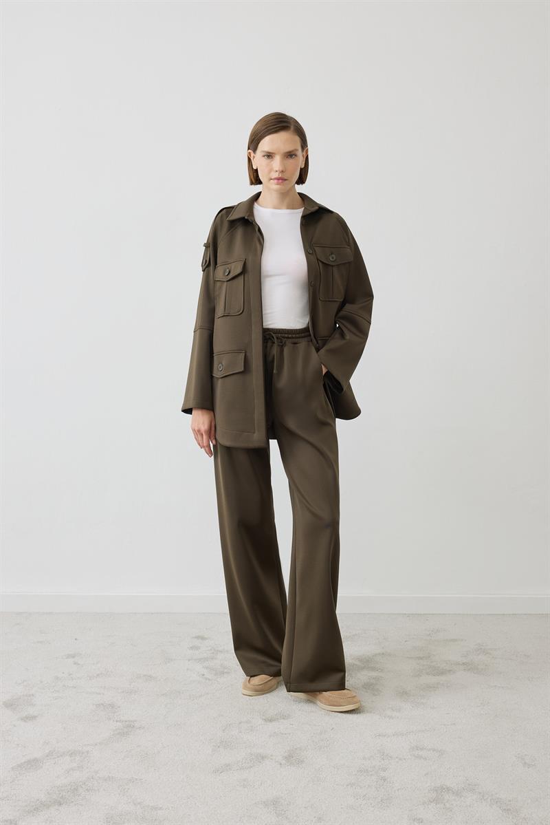 ZEN POCKET DETAILED KNIT SET KHAKI