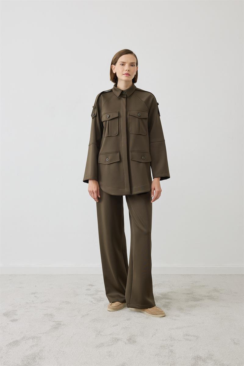 ZEN POCKET DETAILED KNIT SET KHAKI