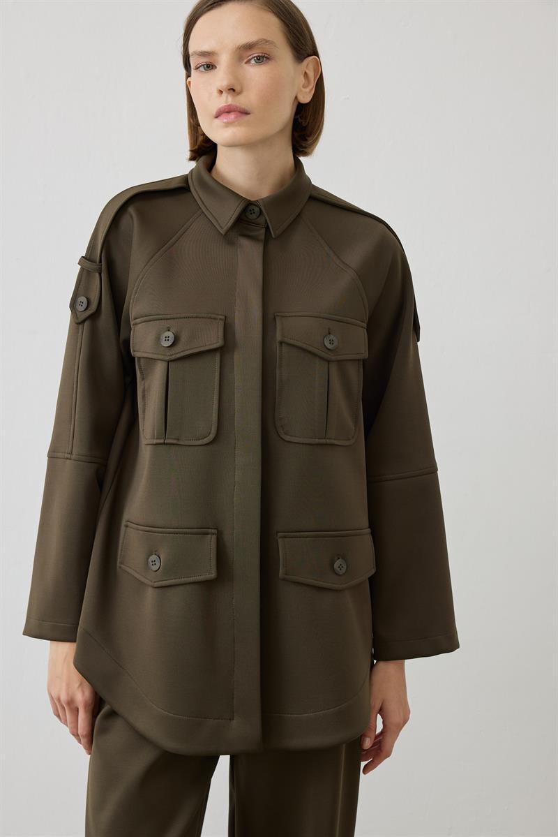 ZEN POCKET DETAILED KNIT SET KHAKI