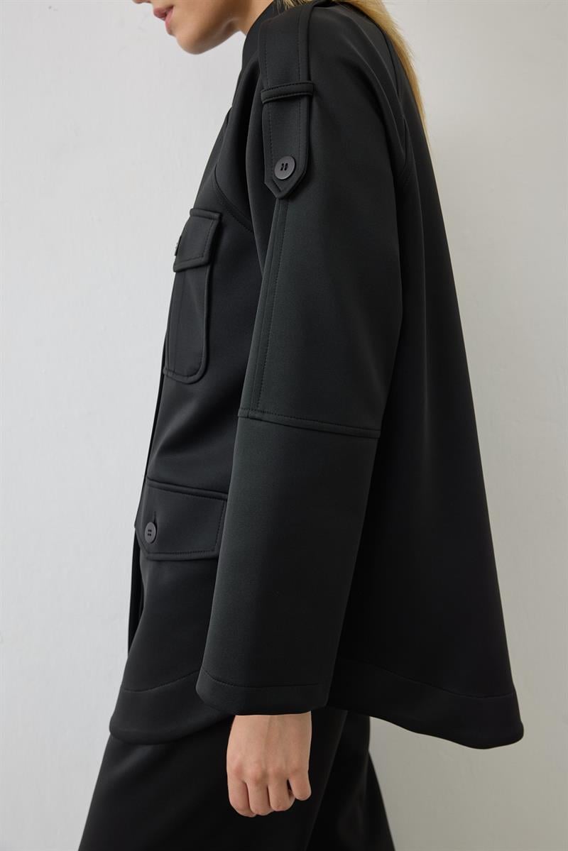 ZEN CEP DETAYLI ÖRME TAKIM SİYAH