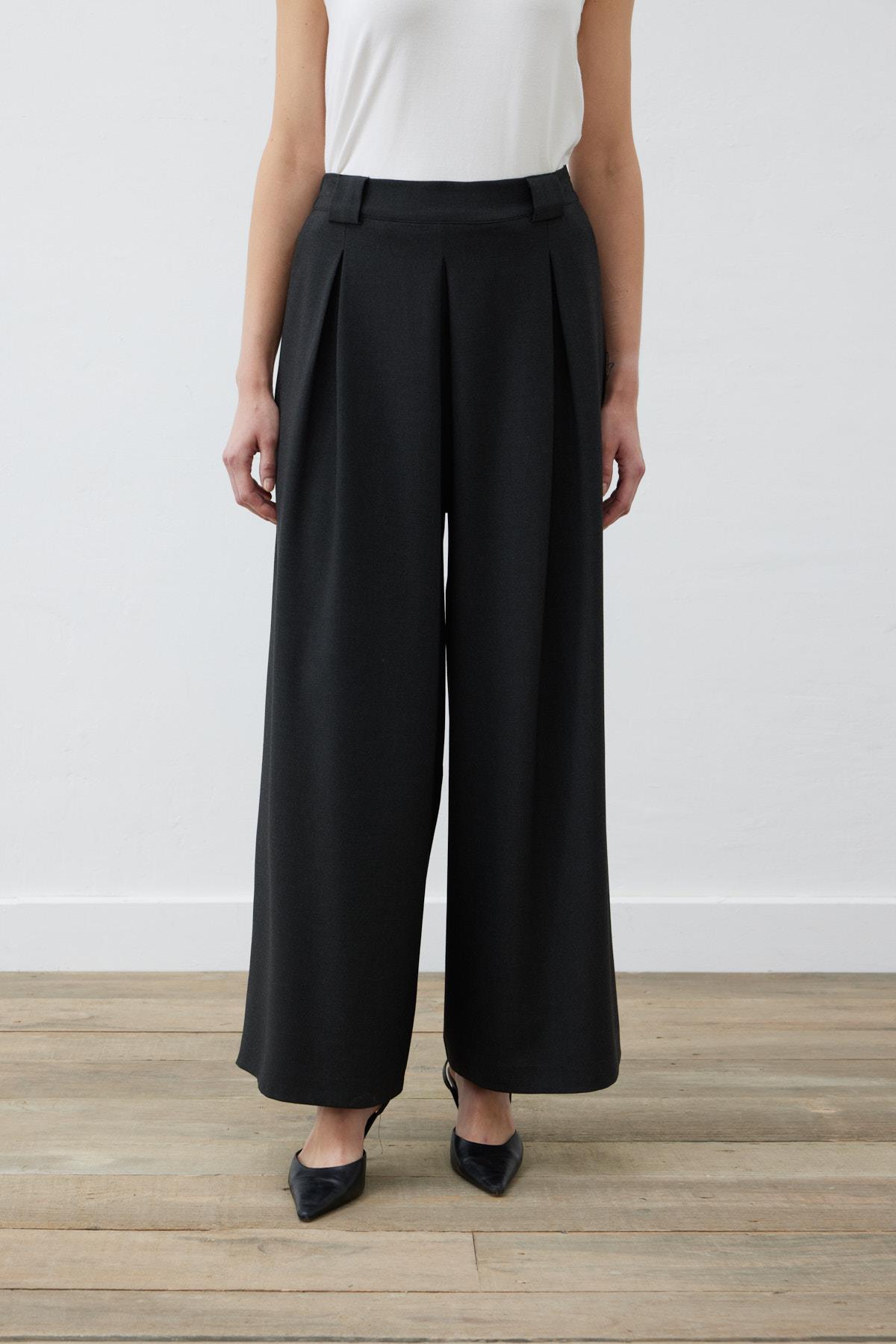 BLAKE VİSKON PİLE DETAYLI PANTOLON GRİ MELANJ