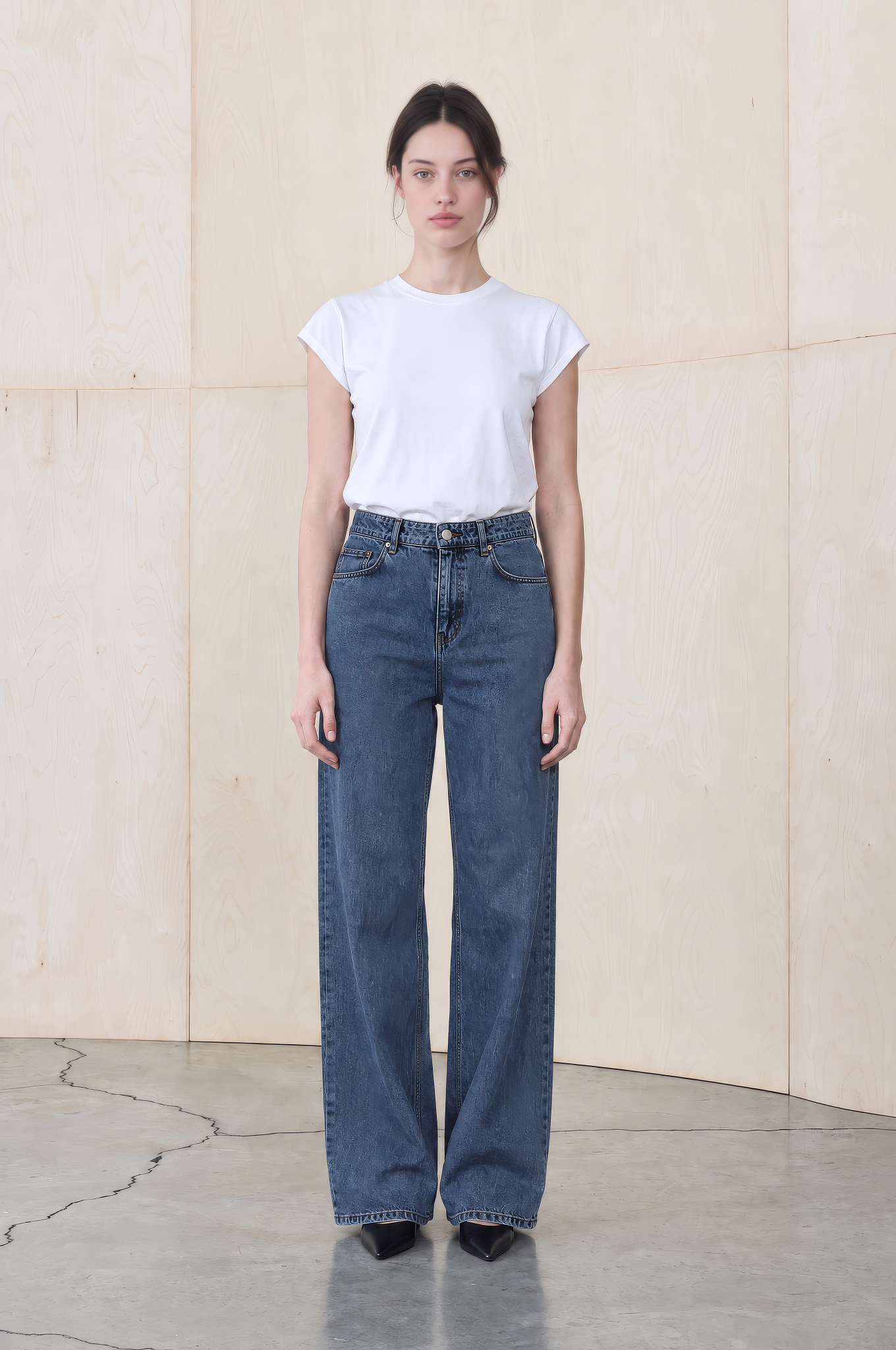 CLARA LOOSE FORM DENIM PANTS NAVY BLUE