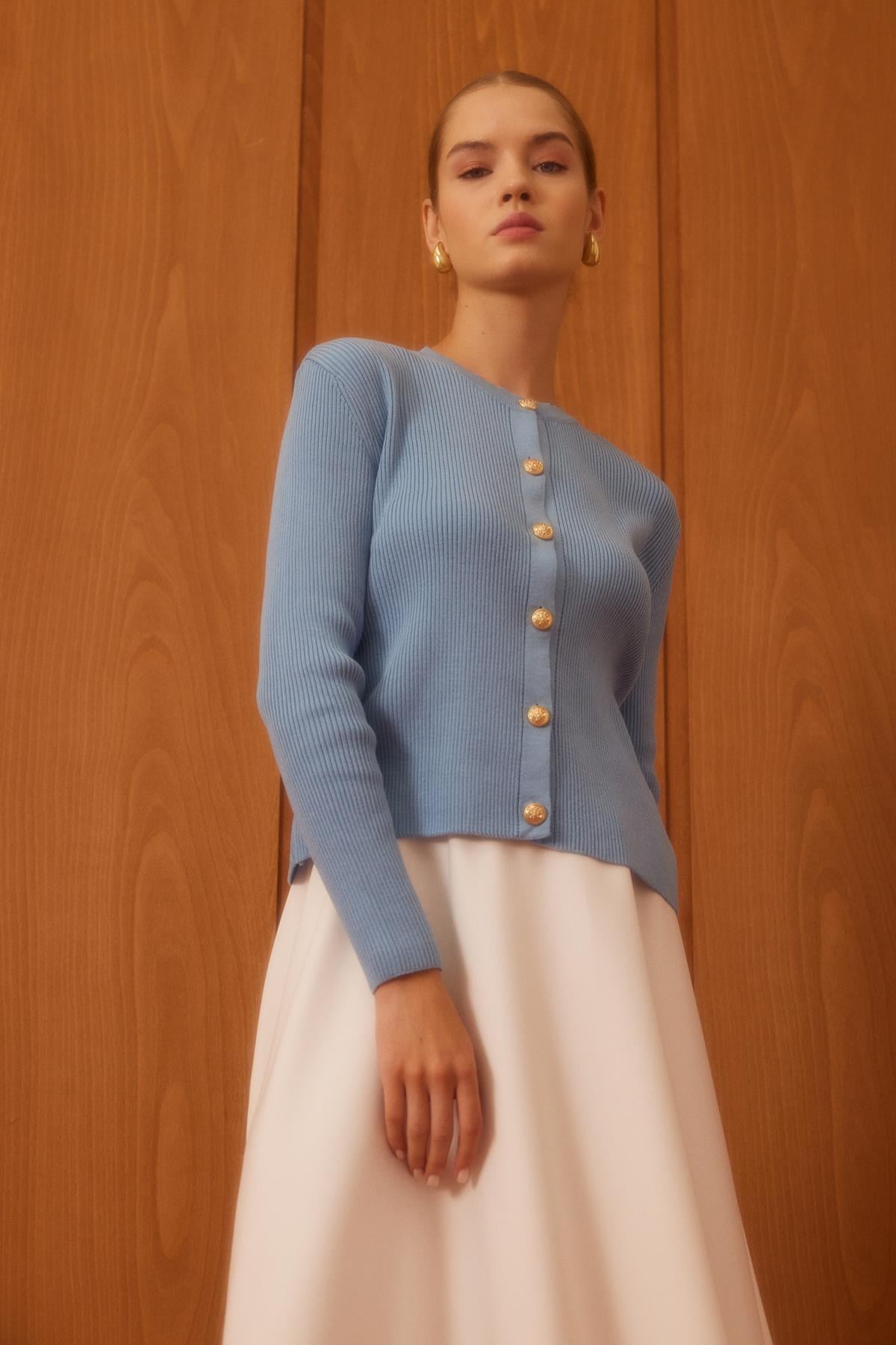 DORE TRİKO HIRKA BEBE MAVİ