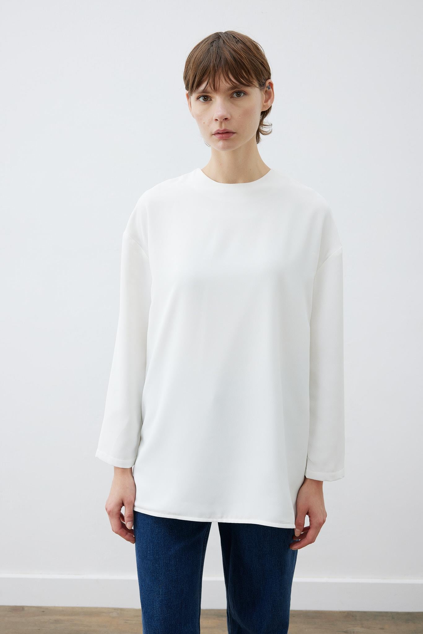 EVA KREP BASIC BLUZ BEYAZ