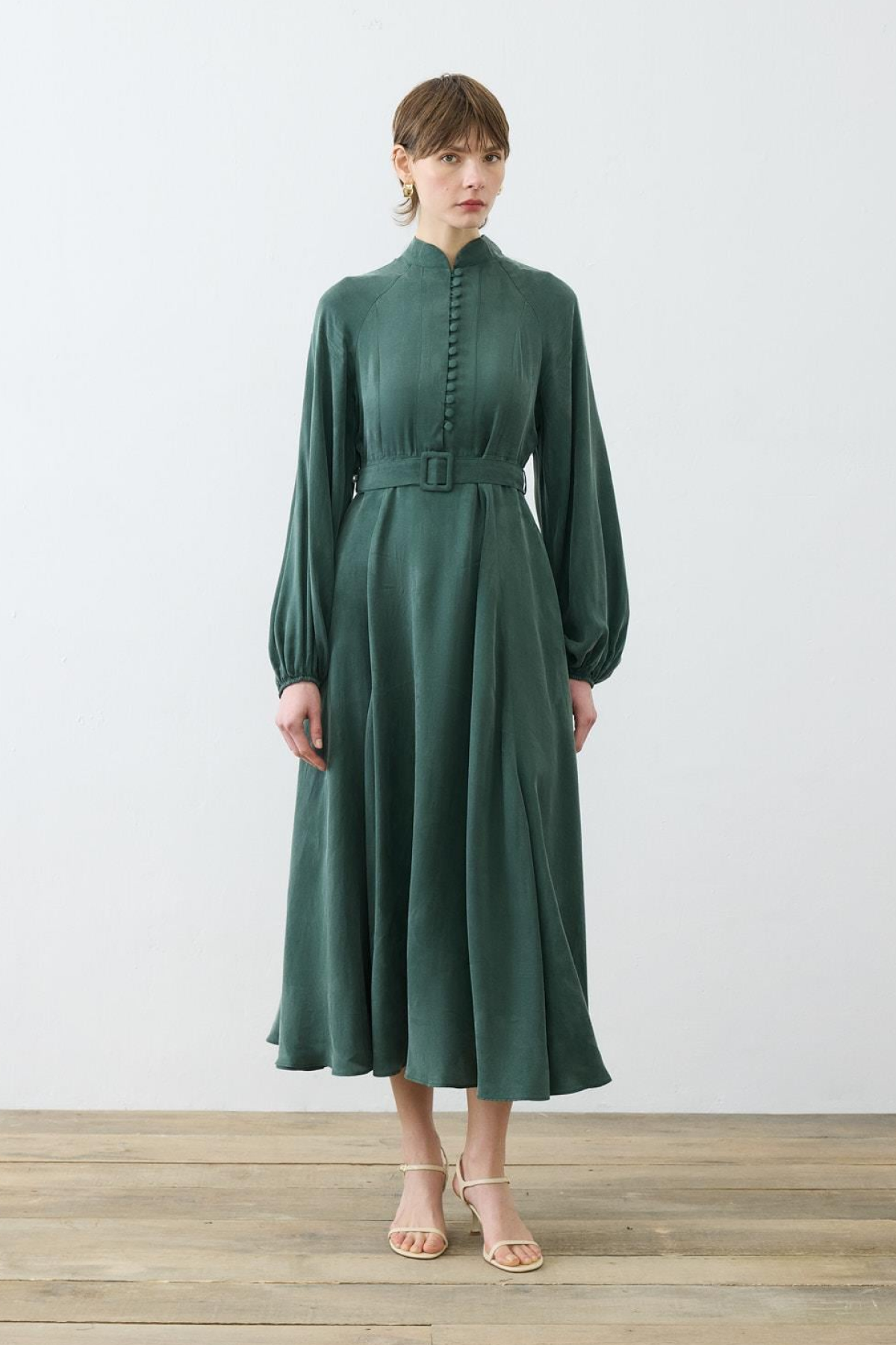 GLORIA HALF BRIT BUTTONED SHIRT DRESS KHAKI