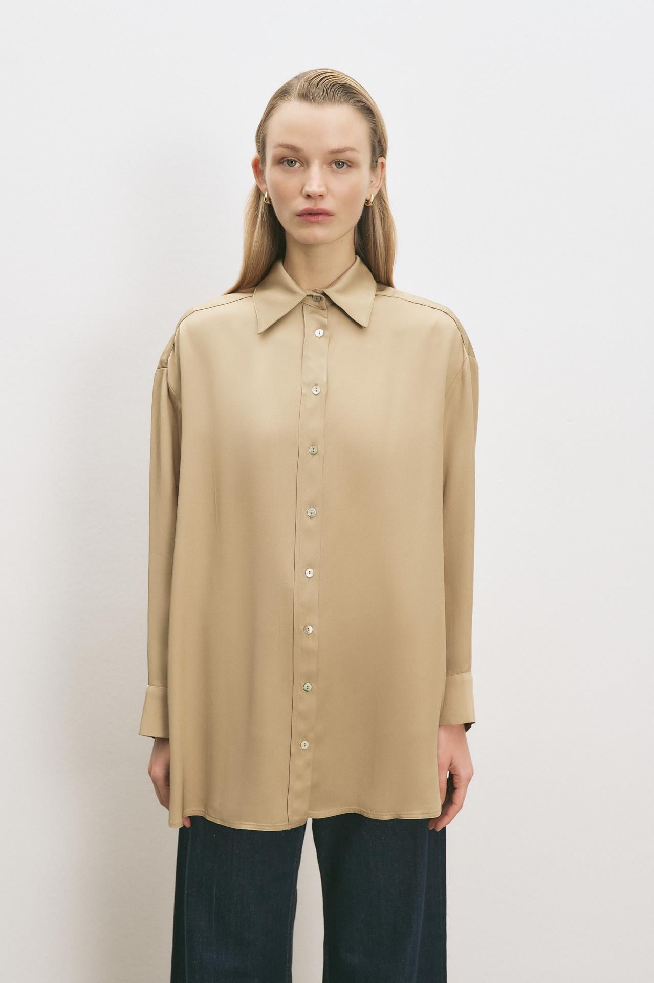 LİLAC ASETAT GÖMLEK YEŞİL