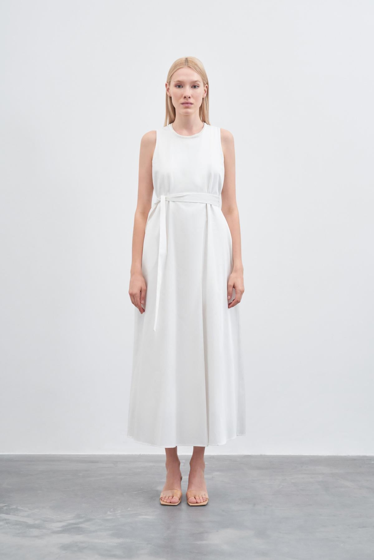 LISA SLEEVELESS COTTON DRESS ECRU