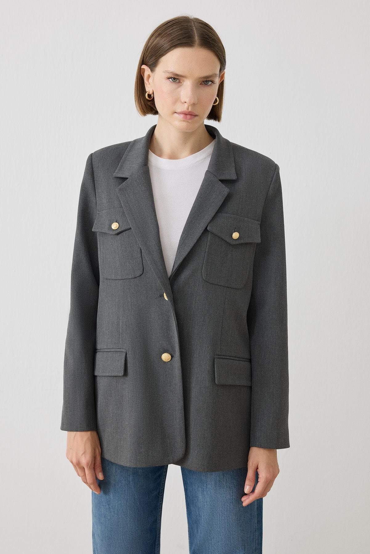 MEGAN CEPLİ CEKET ANTRASİT