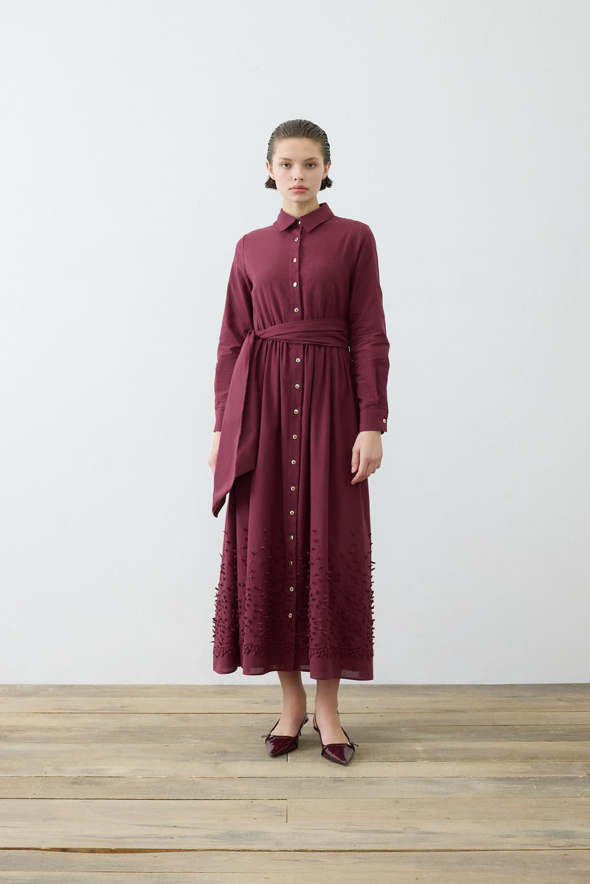 MELİSSA BRODE ELBİSE BORDO