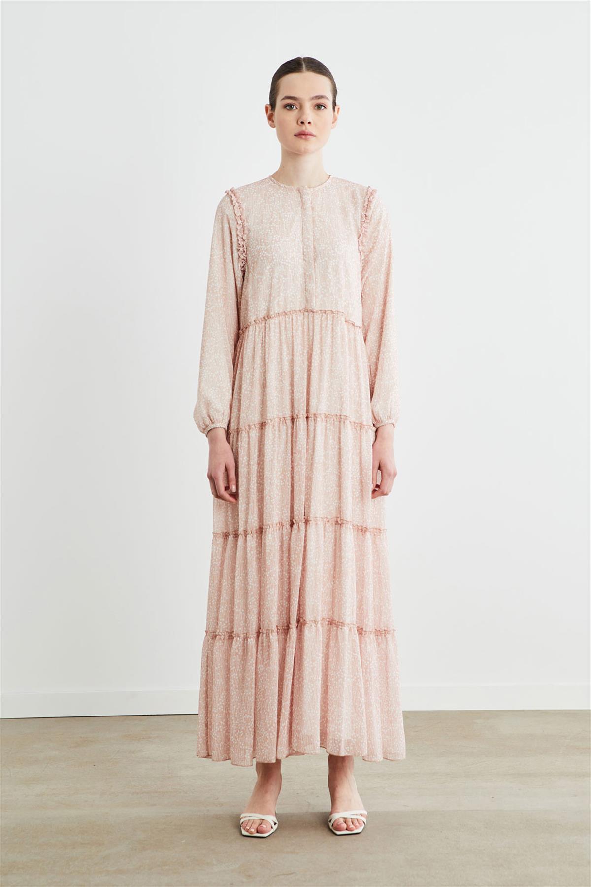 MELODİ ŞİFON ELBİSE PUDRA