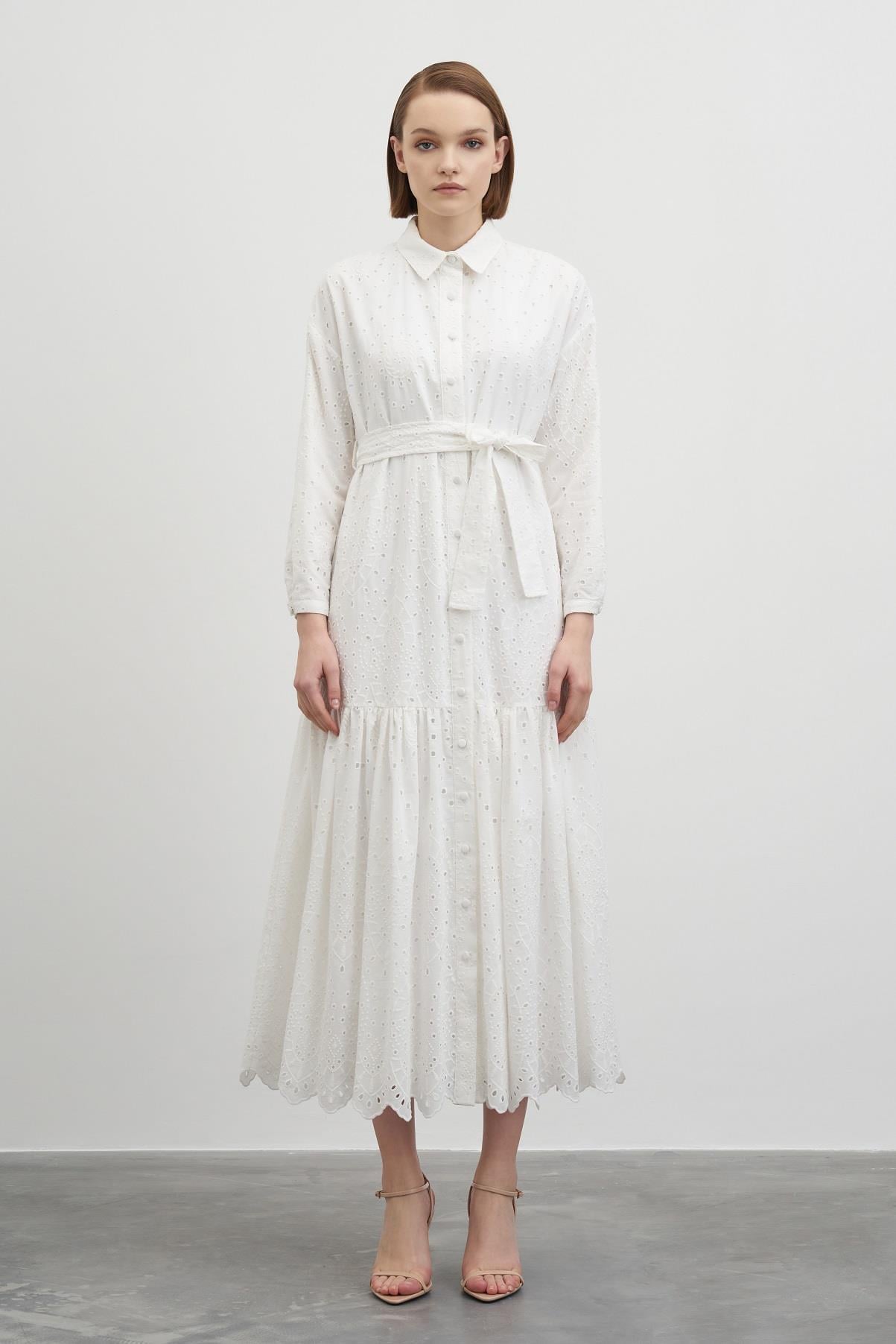 MIORI BRODE DRESS WHITE