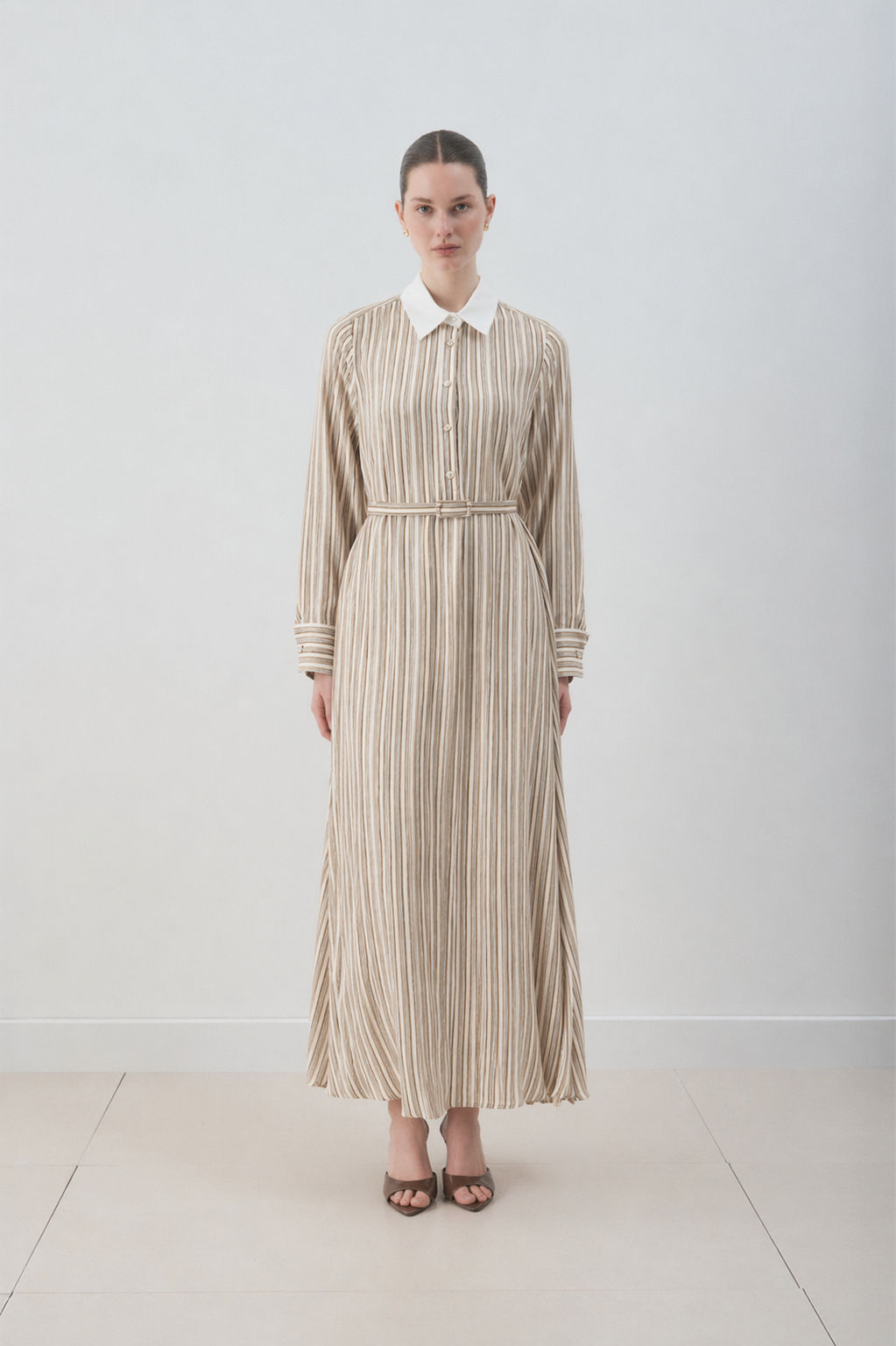 MİORİ ETNA RAYON VİSKON ELBİSE HAKİ-KAHVE