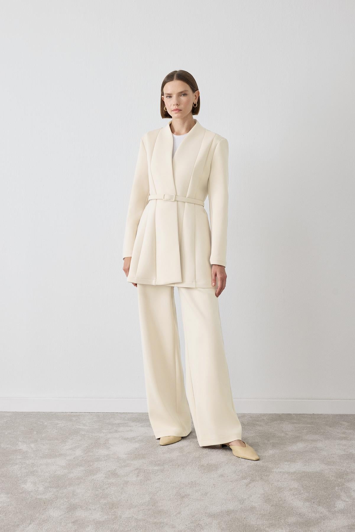 MİORİ EVORA PANTOLONLU SCUBA TAKIM VANİLYA