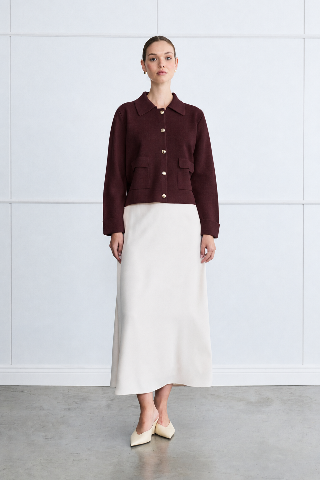 MIORI GRESA VISCOSE KNITWEAR CARDIGAN BURGUNDY