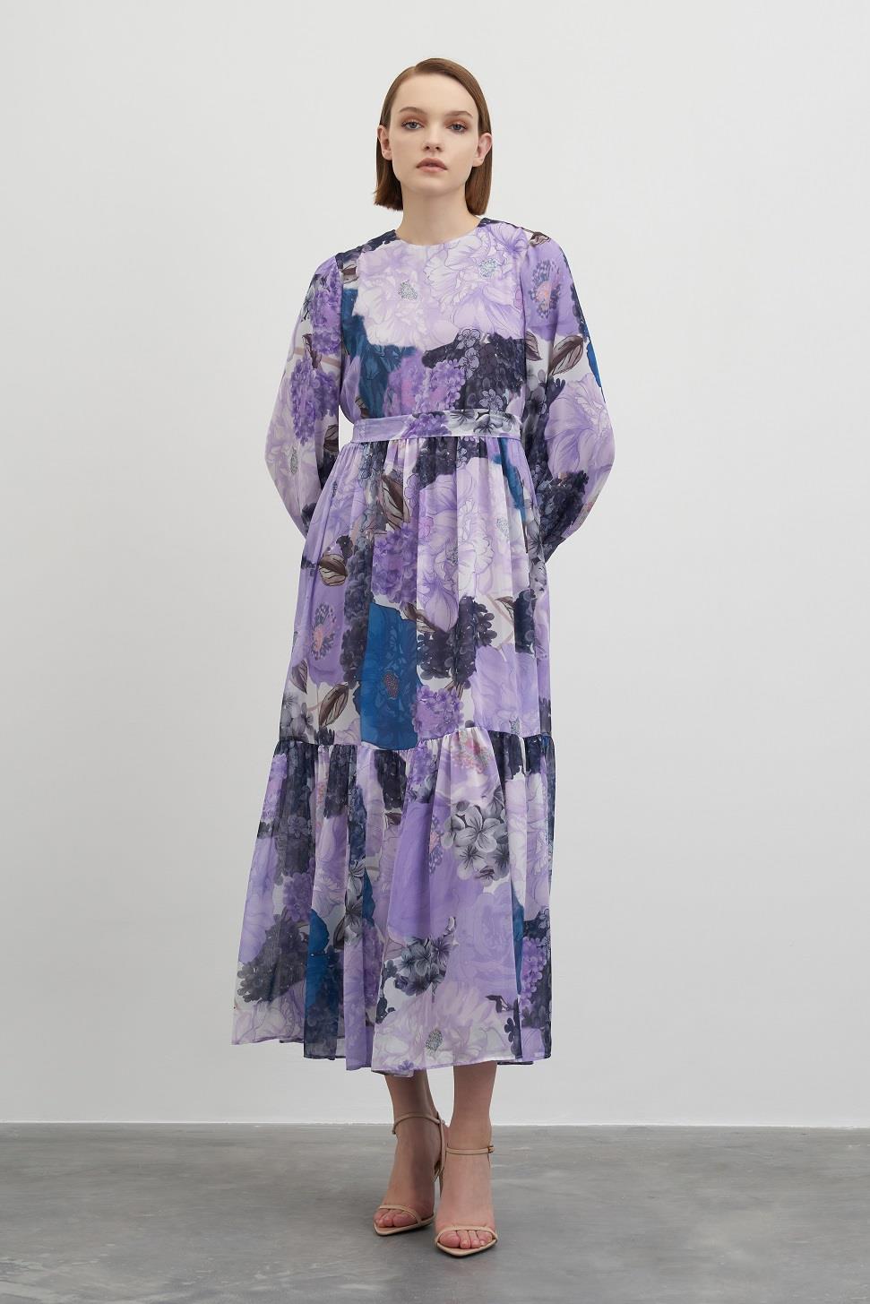 patterned chiffon dress Maxi blue floral summer chiffon dresses 5017 main image 0