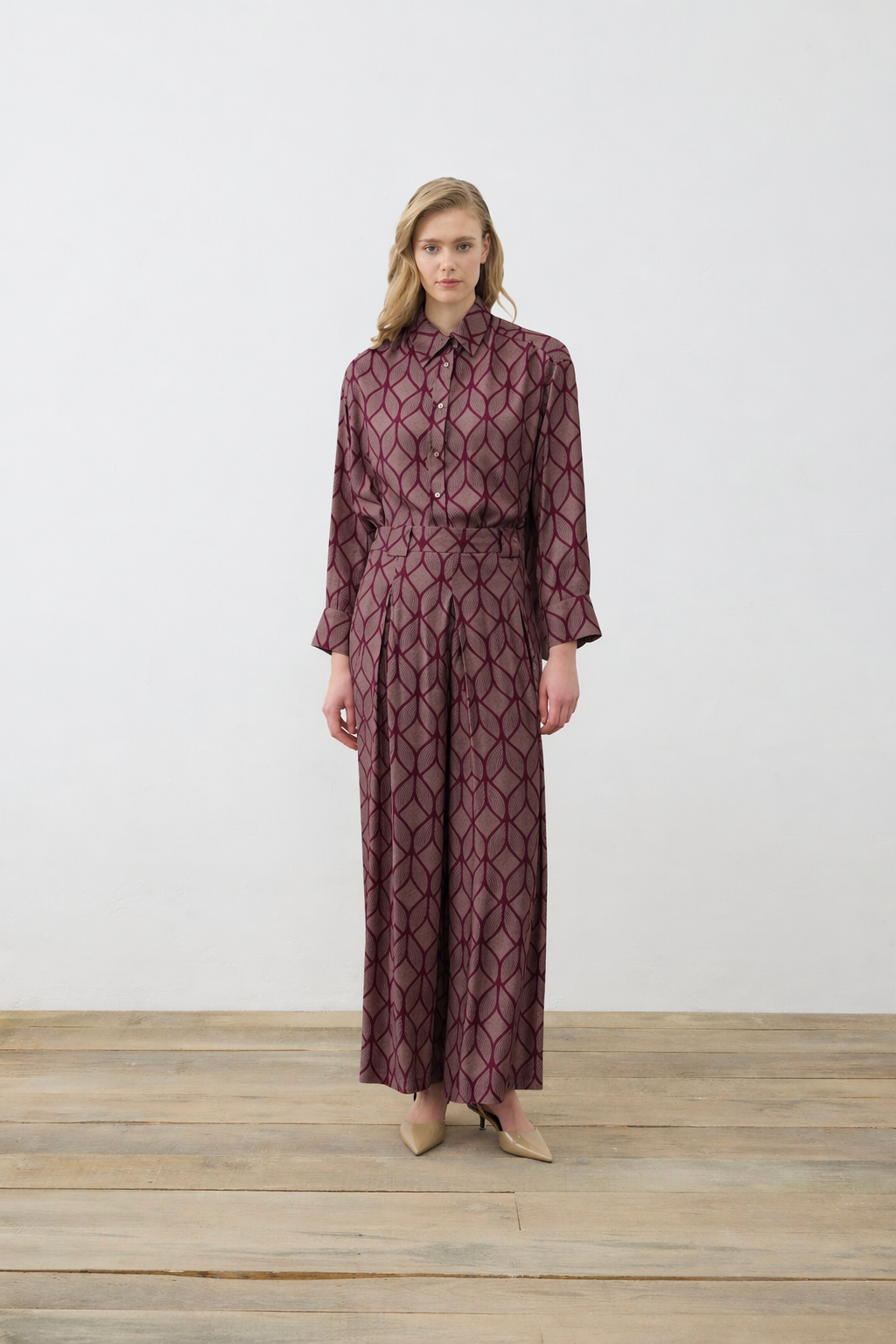 MİORİ TORİNO RAYON VİSKON PANTOLONLU TAKIM BORDO