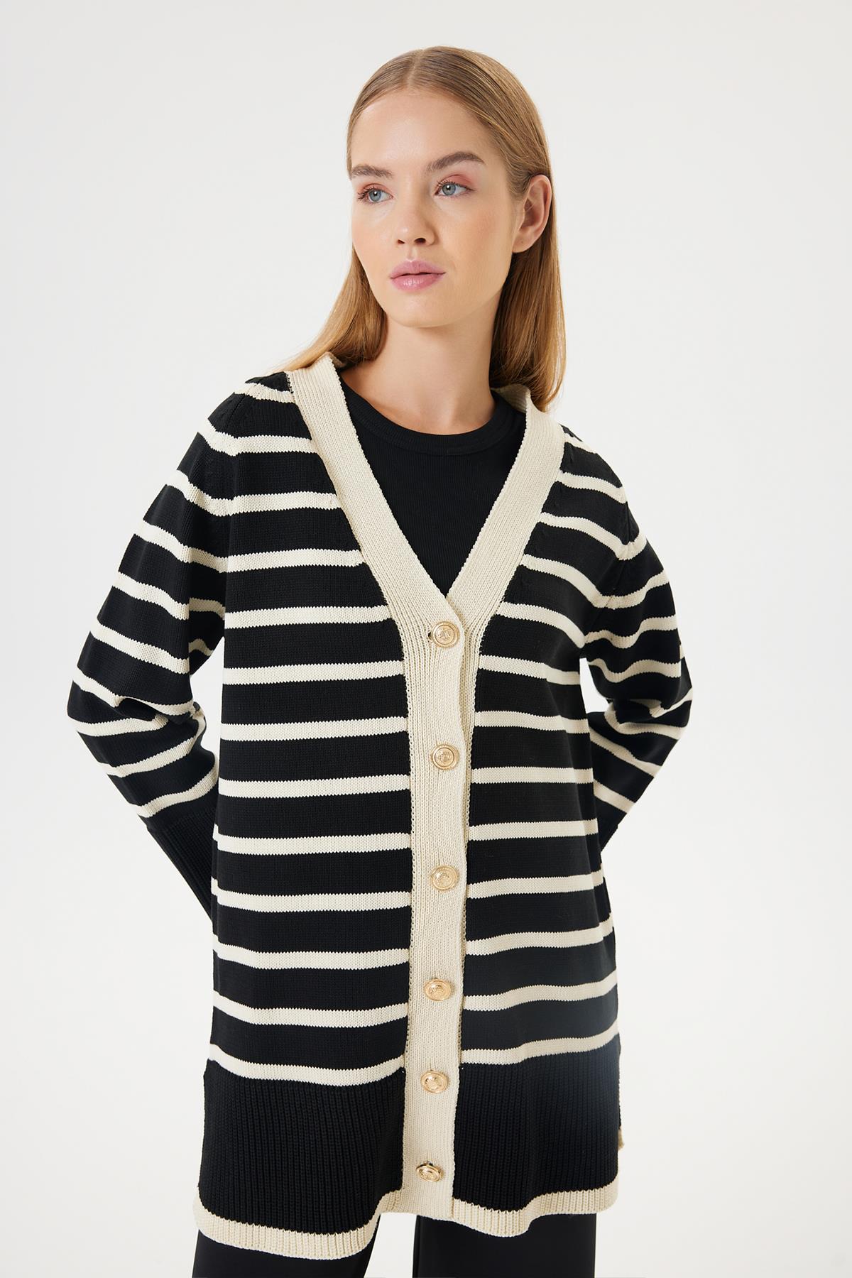 OVER KNITWEAR CARDIGAN BLACK-STONE