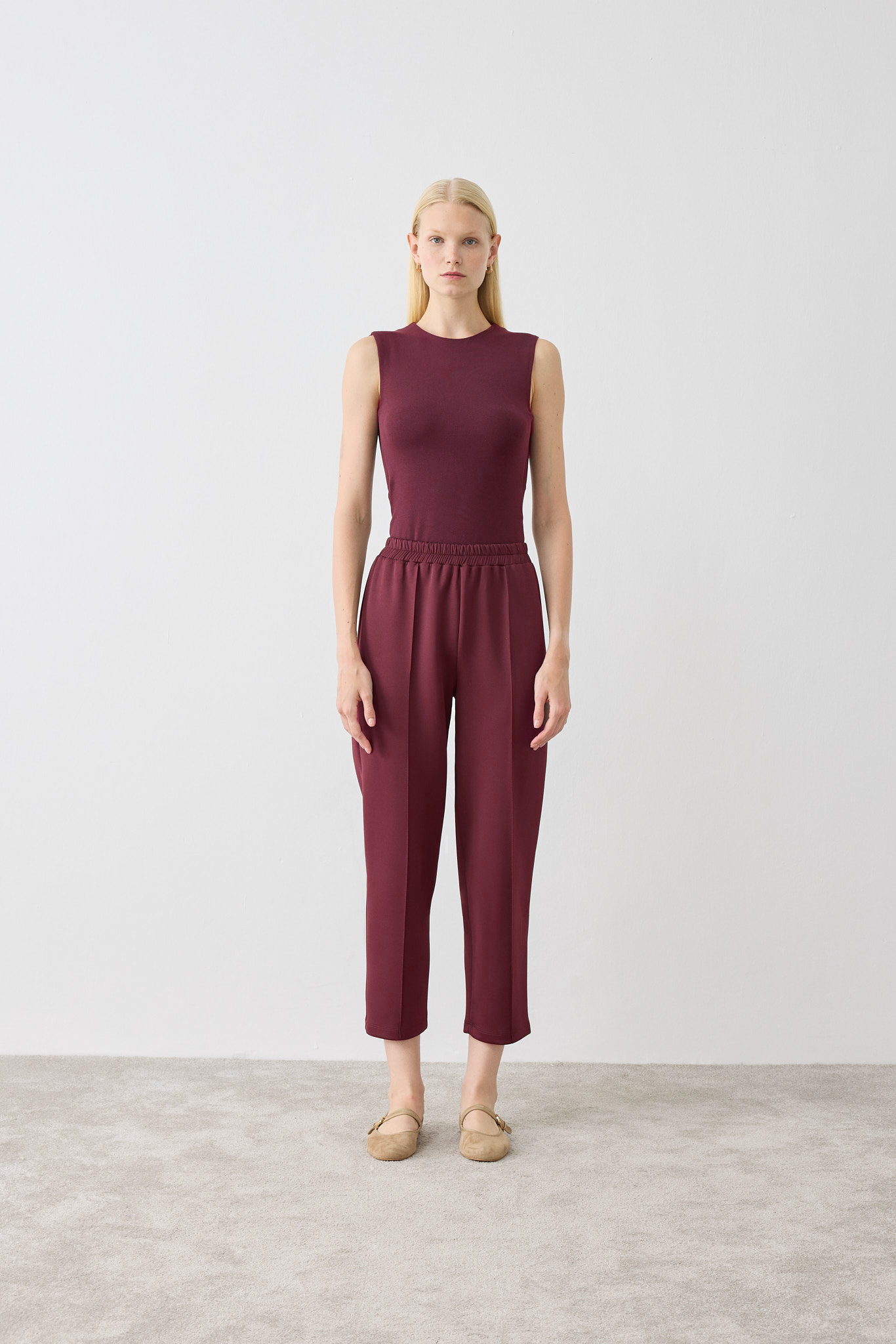 SCUBA OVERSİZE ÇİMALI PANTOLON BORDO