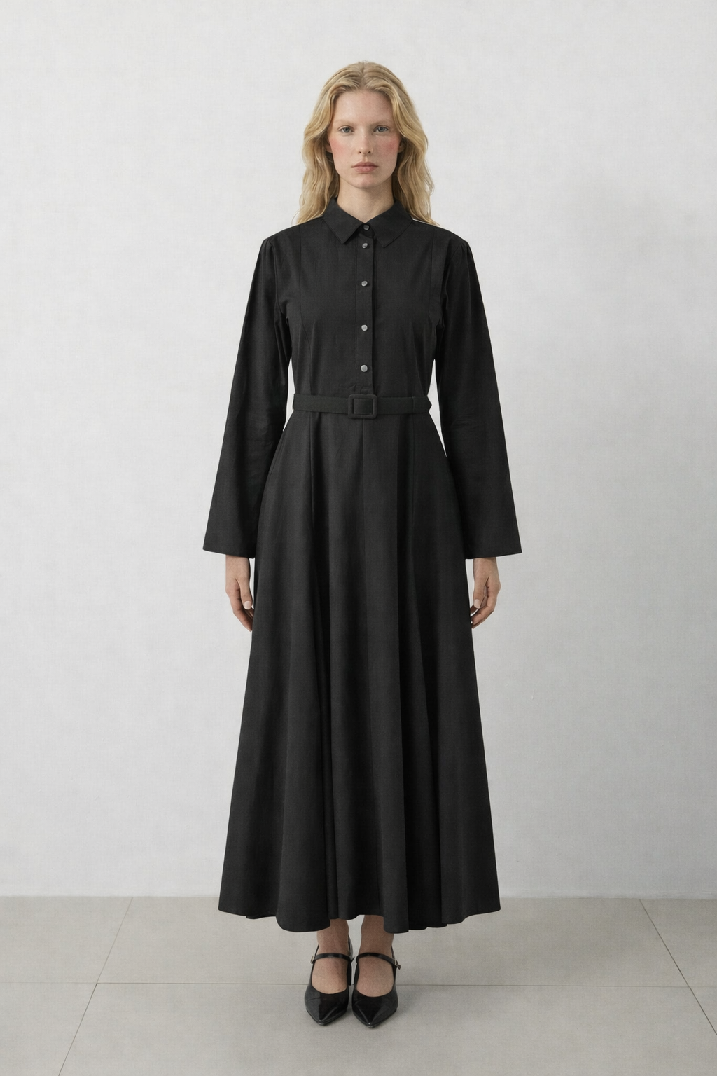 SELENE KOTON ELBİSE SİYAH