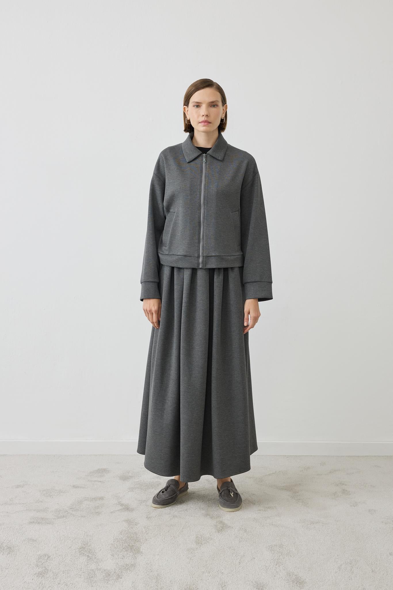 SERENA ÖRME ETEKLİ TAKIM GRİ