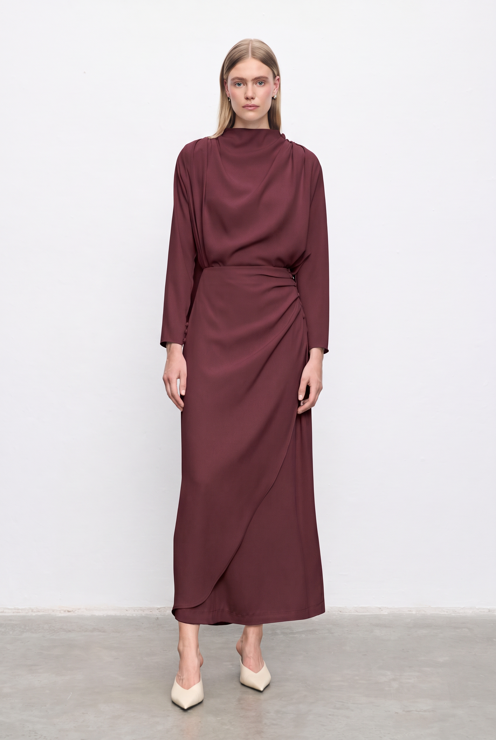 STELLA CREPE SKIRT SET BURGUNDY