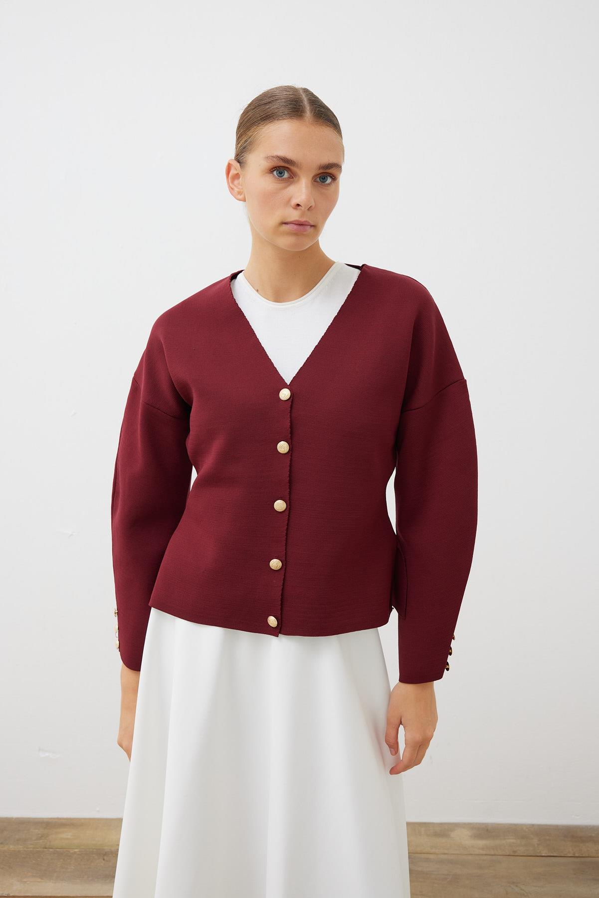 TERA ÇELİK ÖRME TRİKO HIRKA BORDO