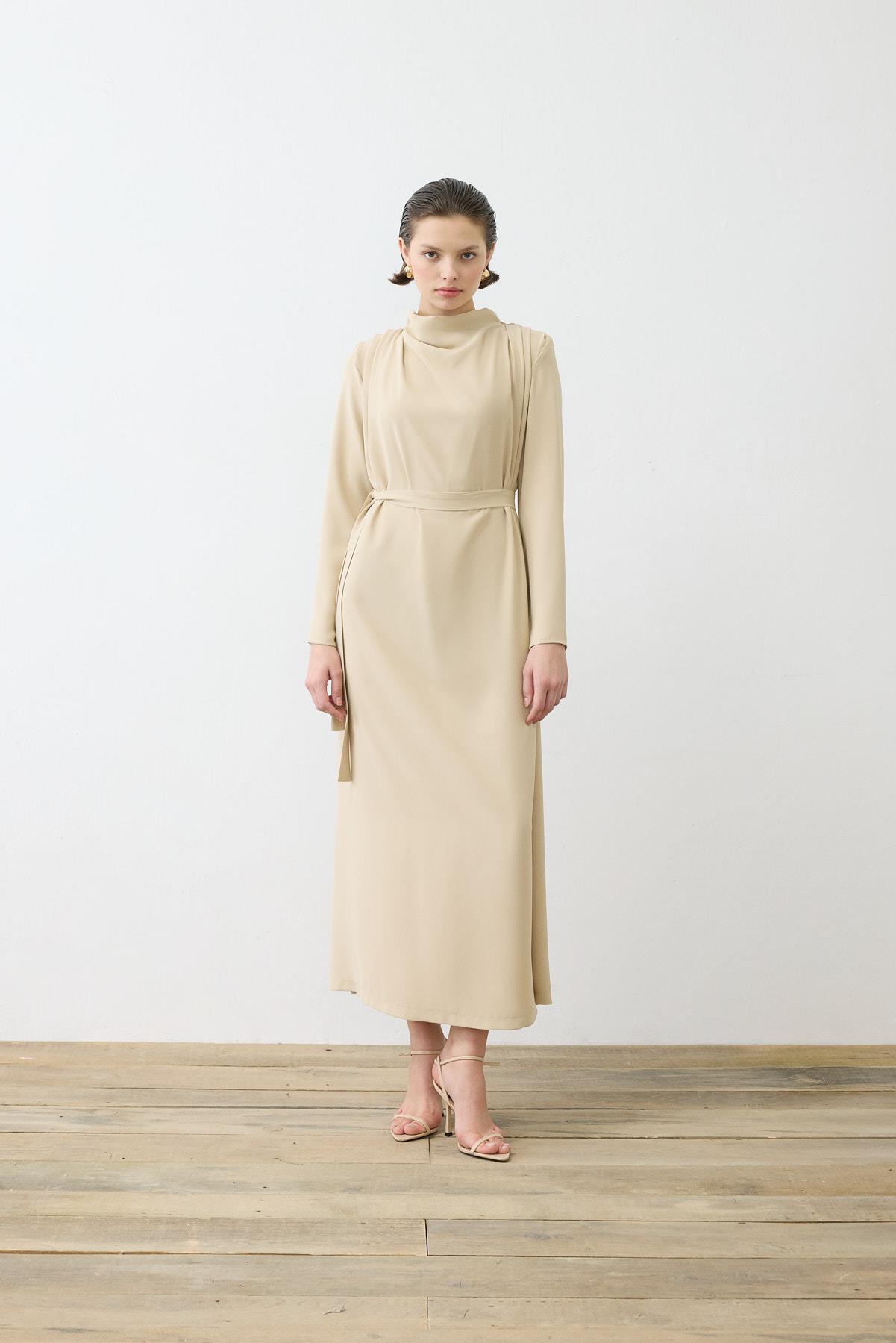 ZARİF CREPE DRESS MINK