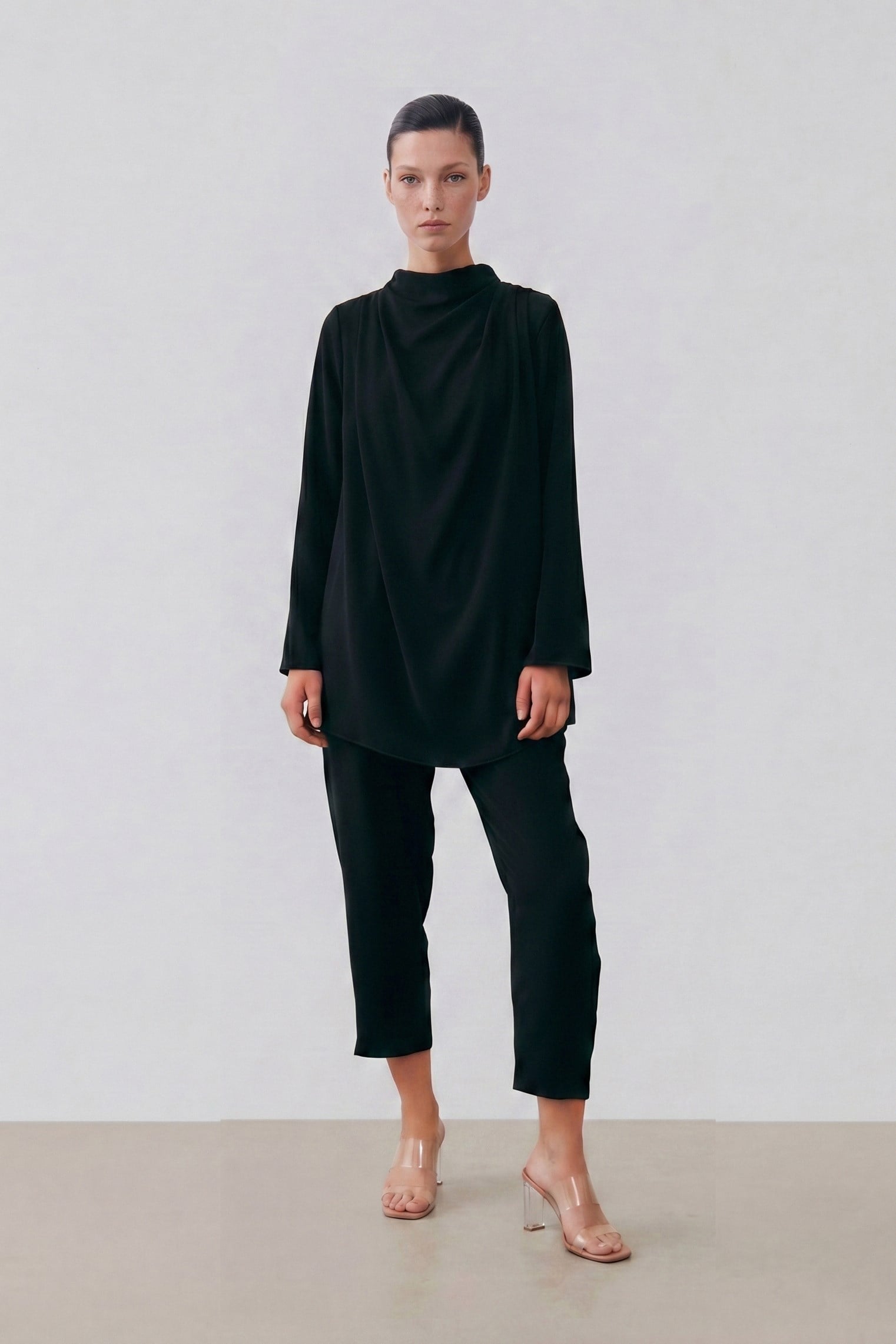 ZARIF CREPE PANTS SET BLACK