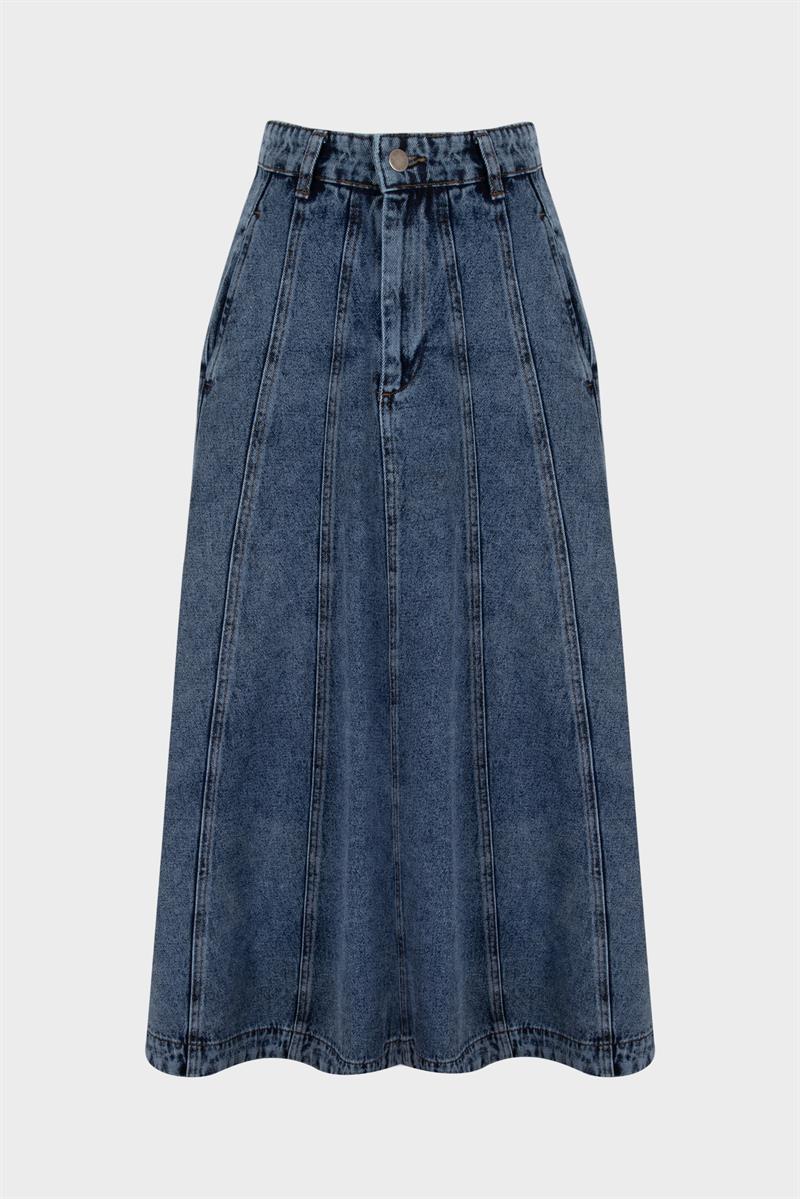L'Appartement 3×1 スリーバイワンDenim Skirt PANELED DENIM SKIRT DARK NAVY