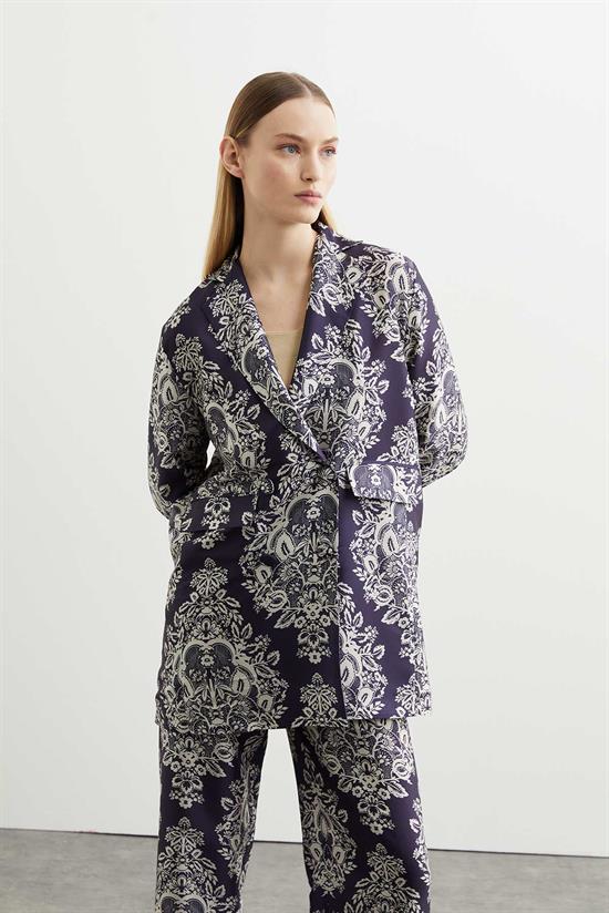 VOGUE DESENLİ TWİLL CEKETLİ TAKIM LACİVERT