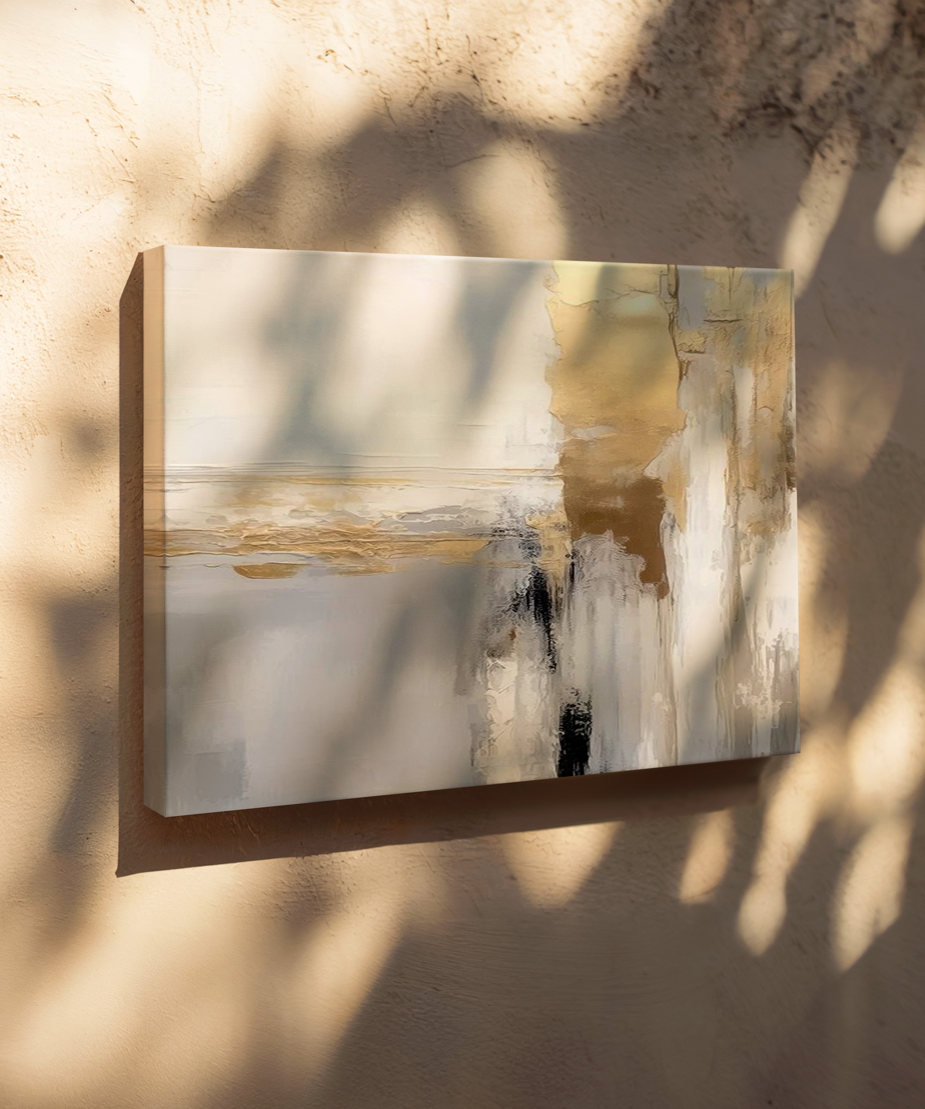 Altın Soyut Sanat | Yağlıboya dokulu canvas baskı