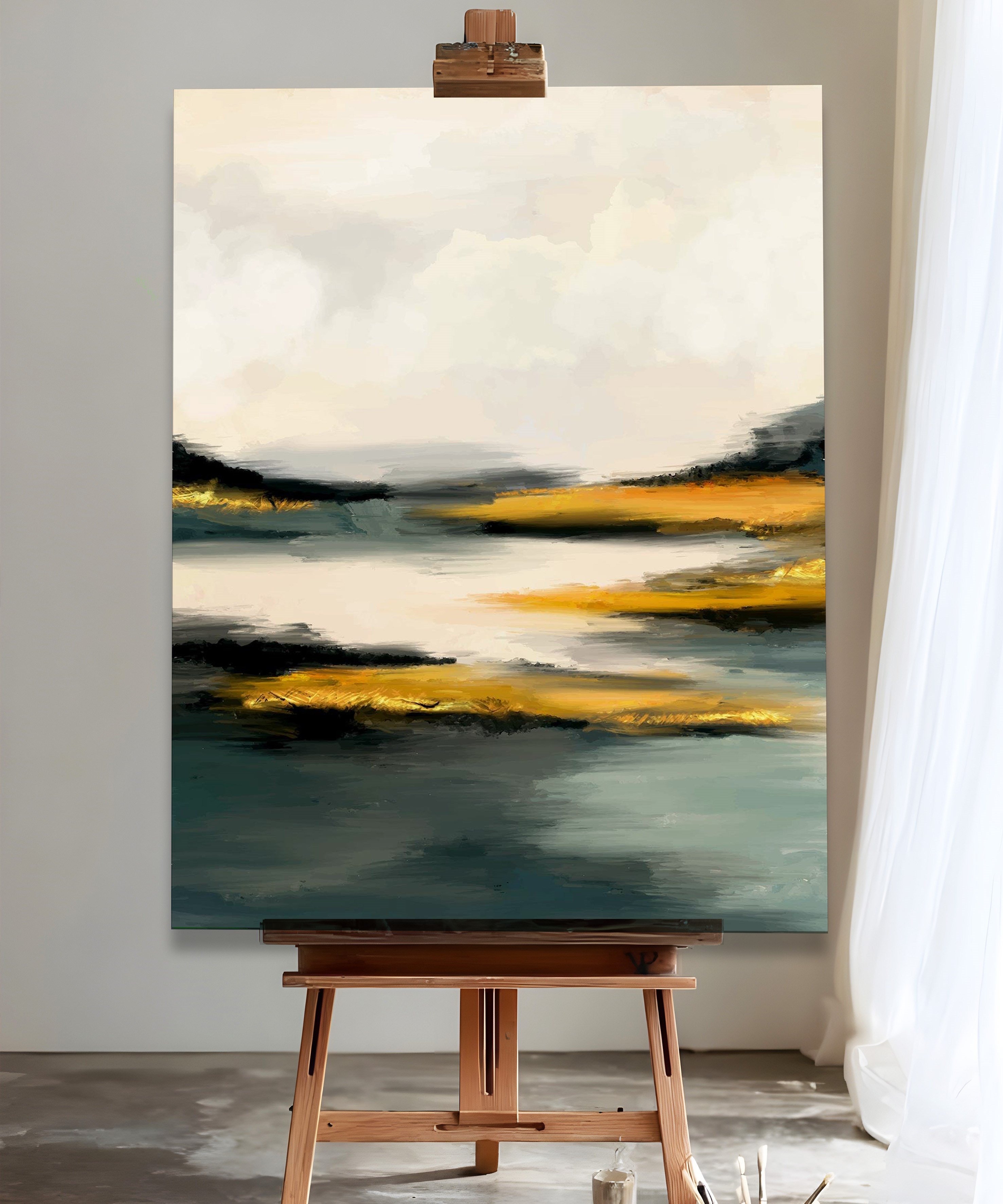 Altın Sükûnet | Yağlı Boya Dokulu Canvas Baskı
