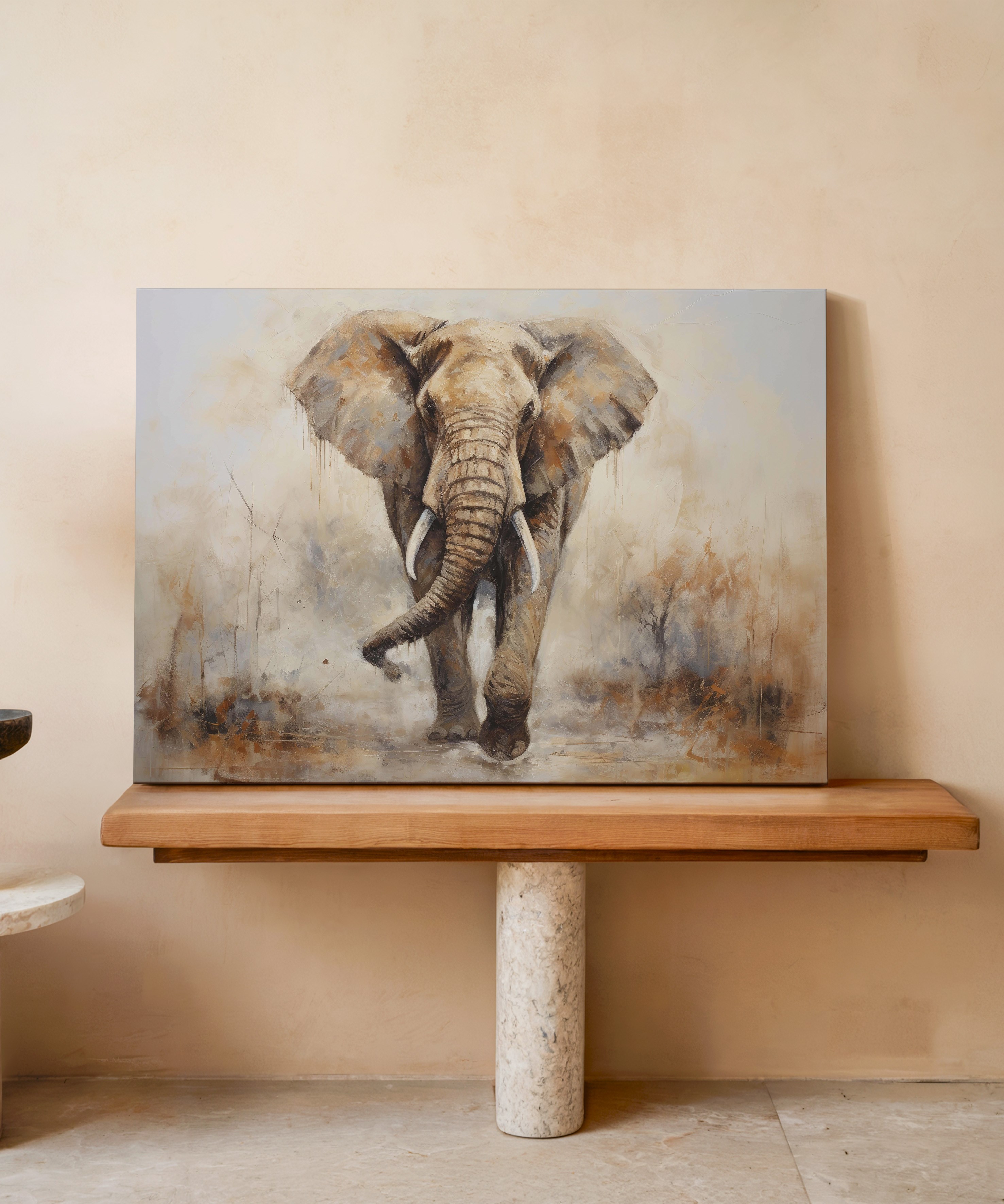Asil Fil | Yağlı Boya Dokulu Canvas Baskı