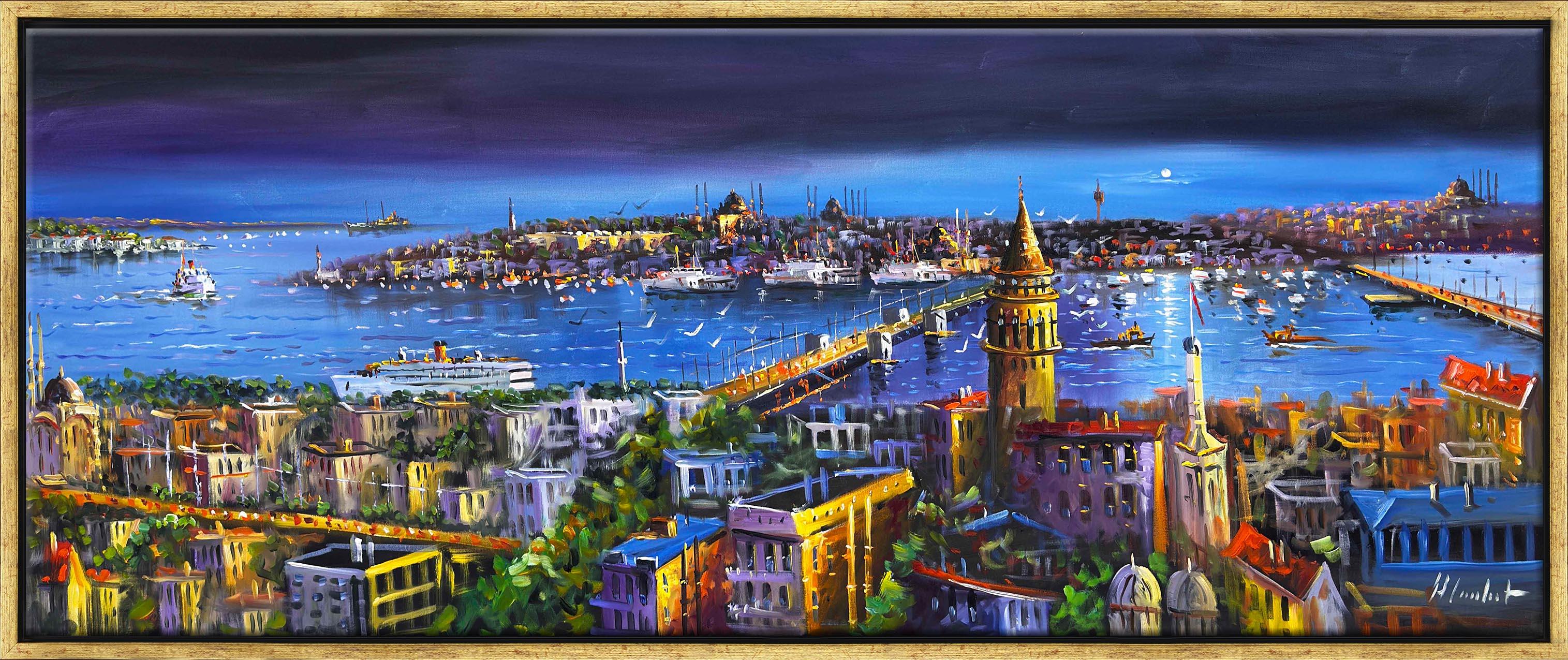 Canlı Renkler ve Kuşbakışı İstanbul | Yağlı Boya Tablo