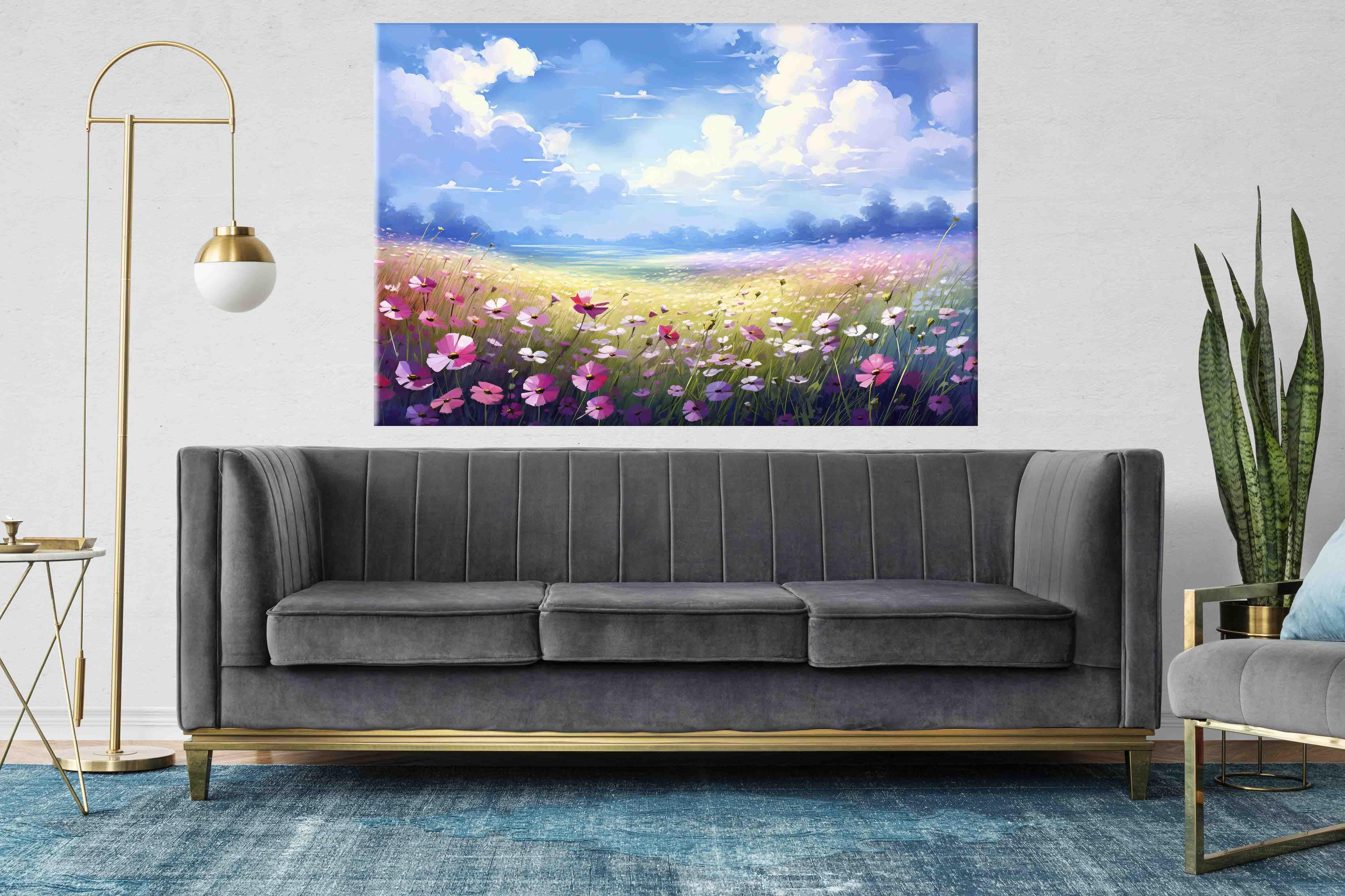 Çiçek Temalı Yağlıboya Dokulu Tablolar