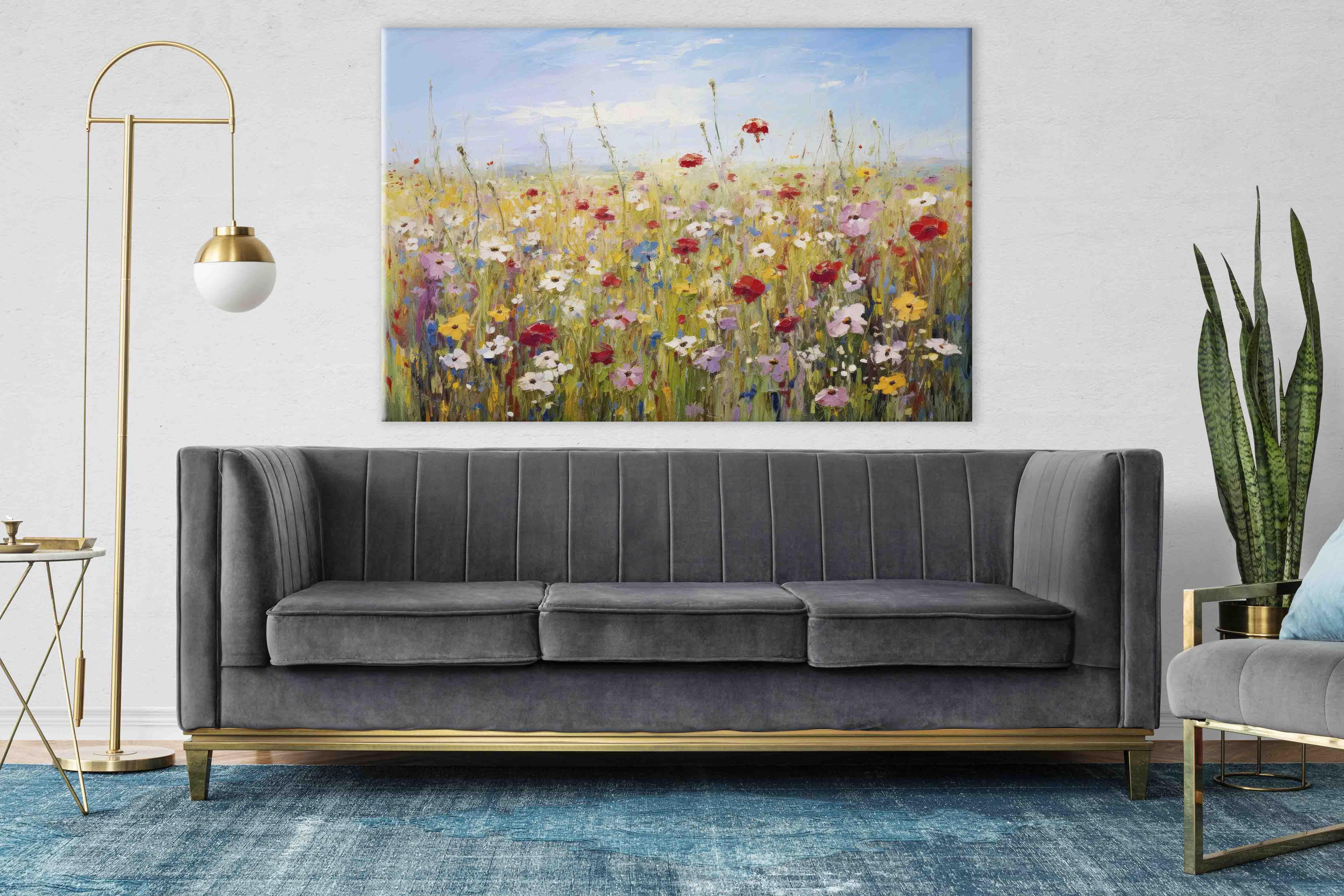 Çiçek Temalı Yağlıboya Dokulu Tablolar