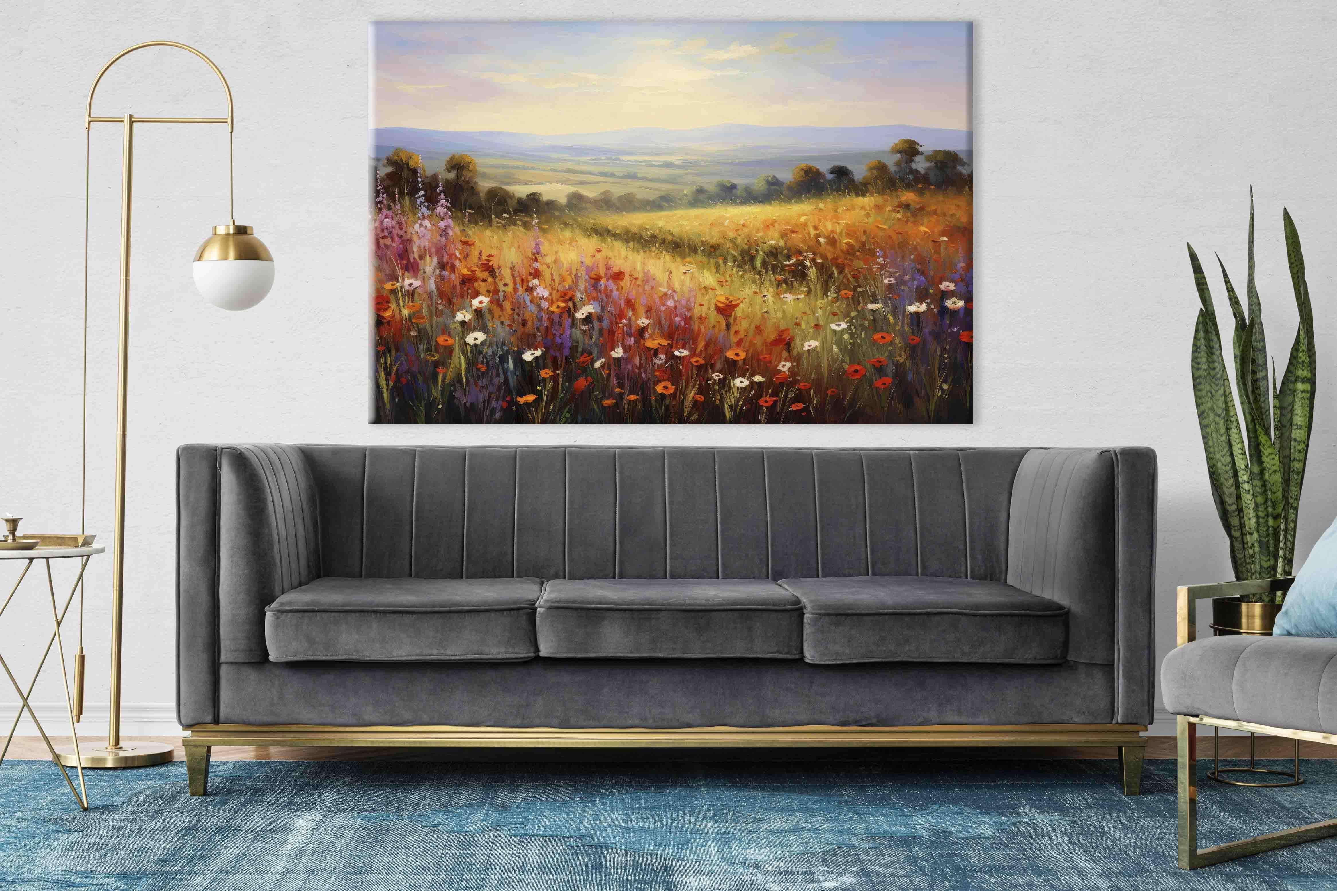 Çiçek Temalı Yağlıboya Dokulu Tablolar