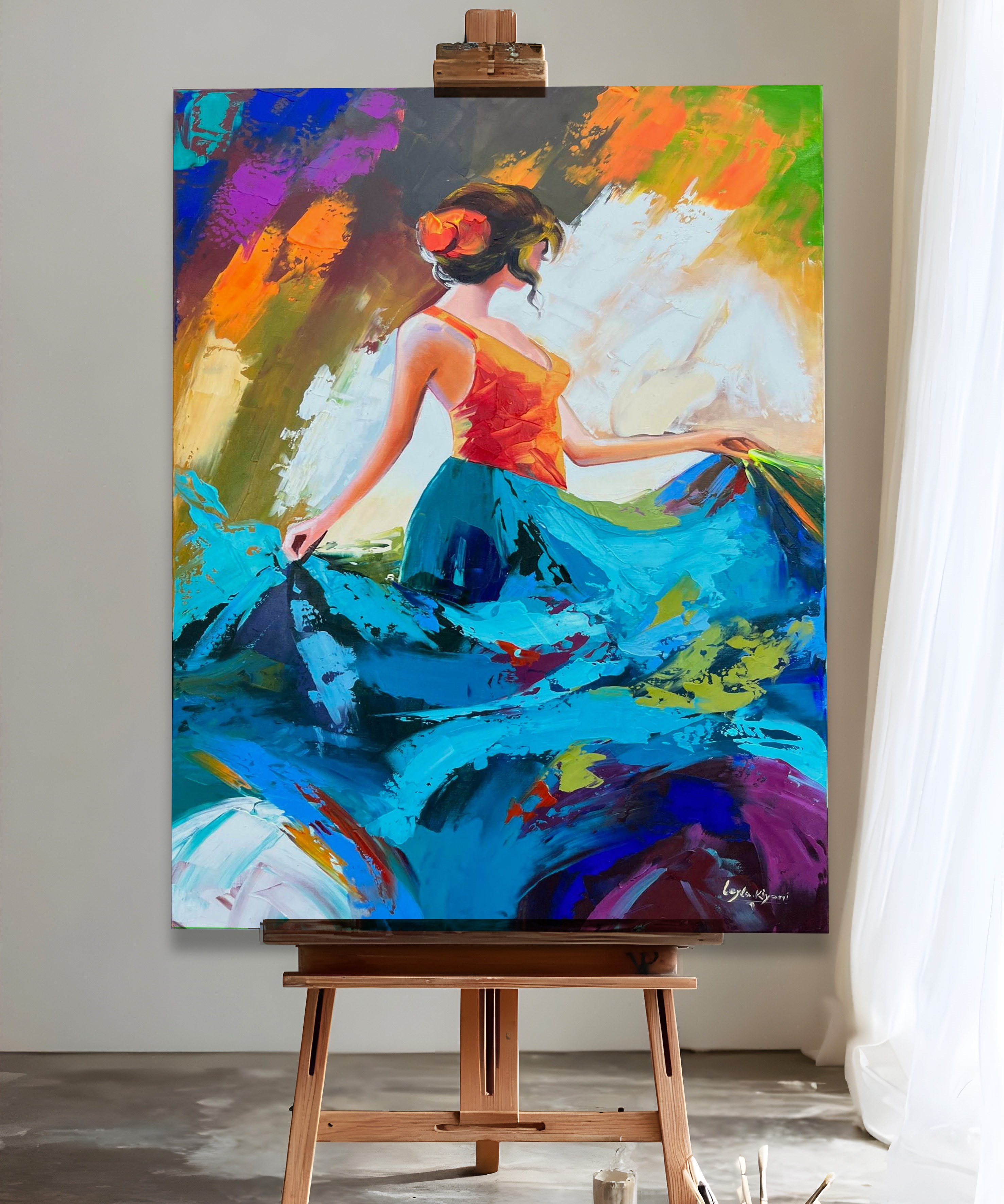 Dans Eden Renkler | Yağlı Boya Dokulu Canvas Baskı
