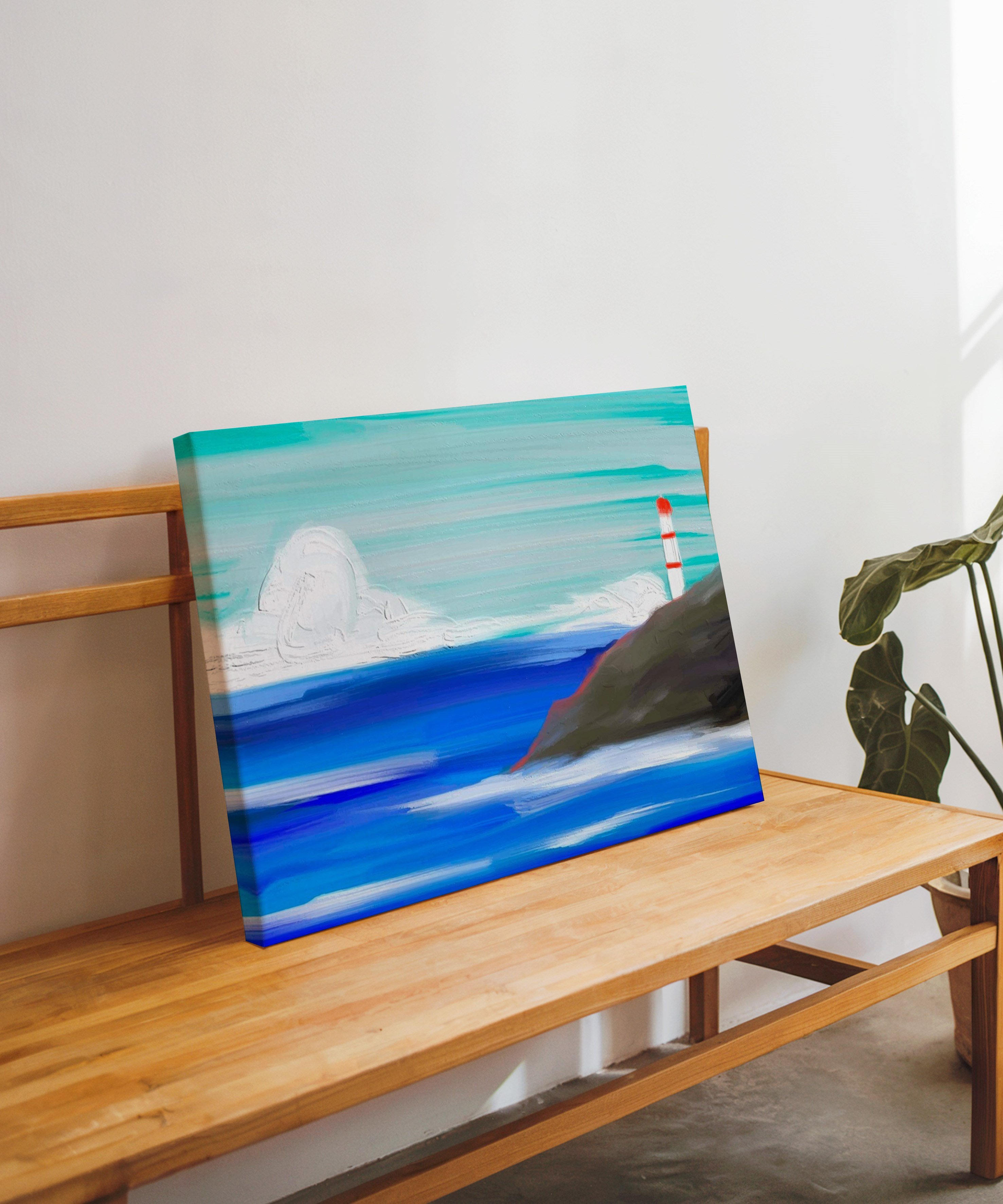 Deniz Feneri | Yağlıboya dokulu canvas baskı