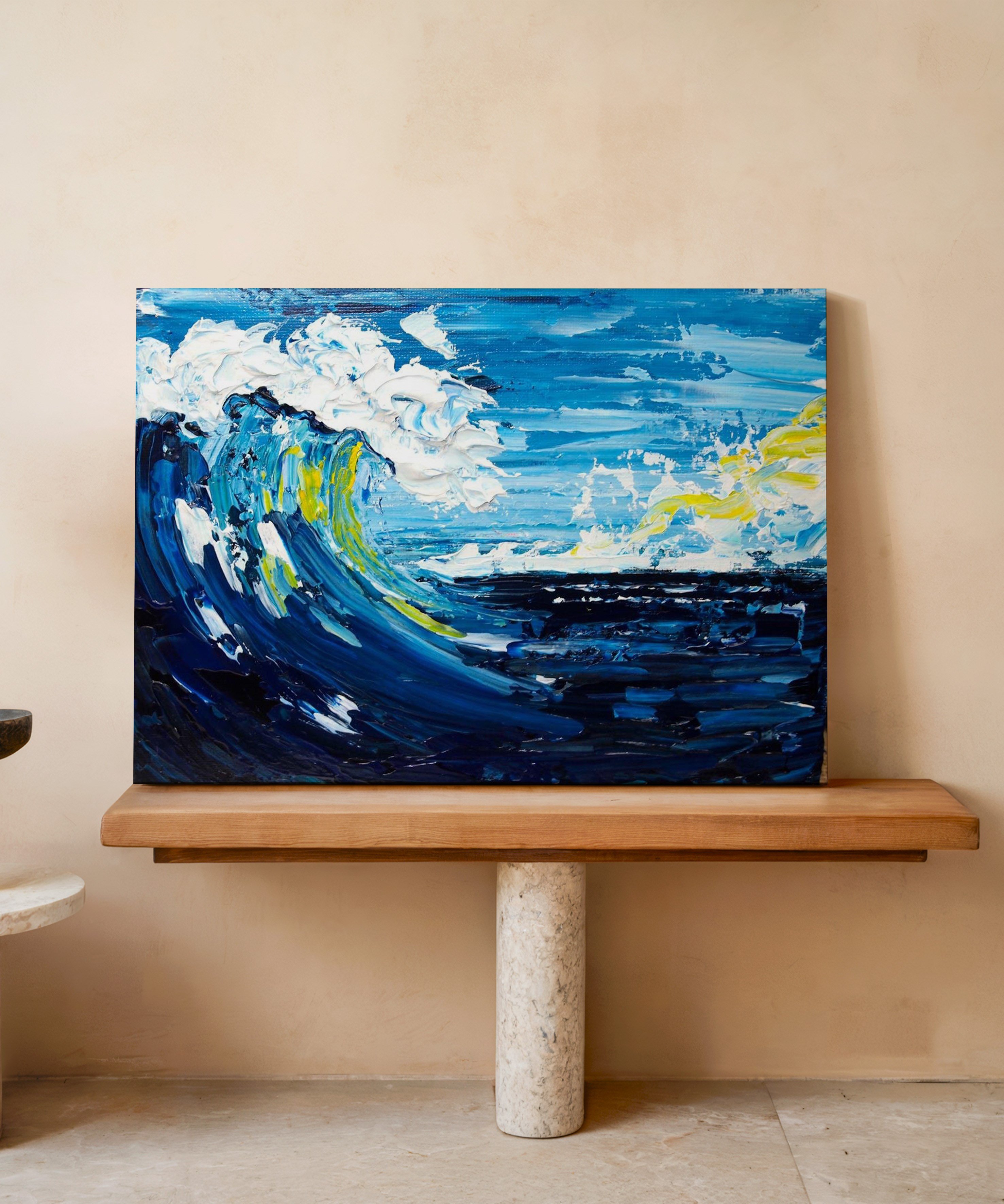 Dev Dalga | Yağlı Boya Dokulu Canvas Baskı