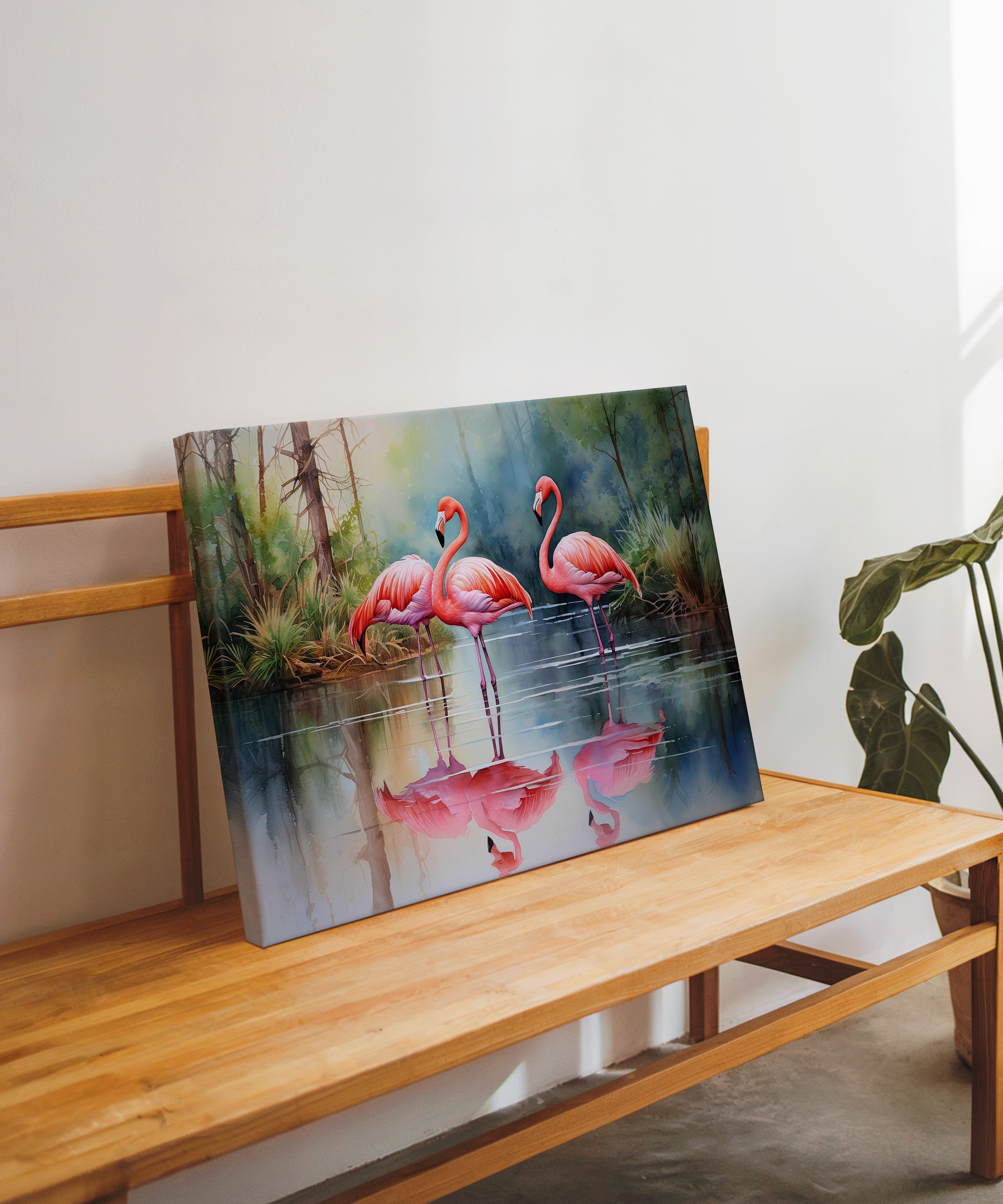 Flamingo Senfonisi | Yağlı Boya Dokulu Canvas Baskı