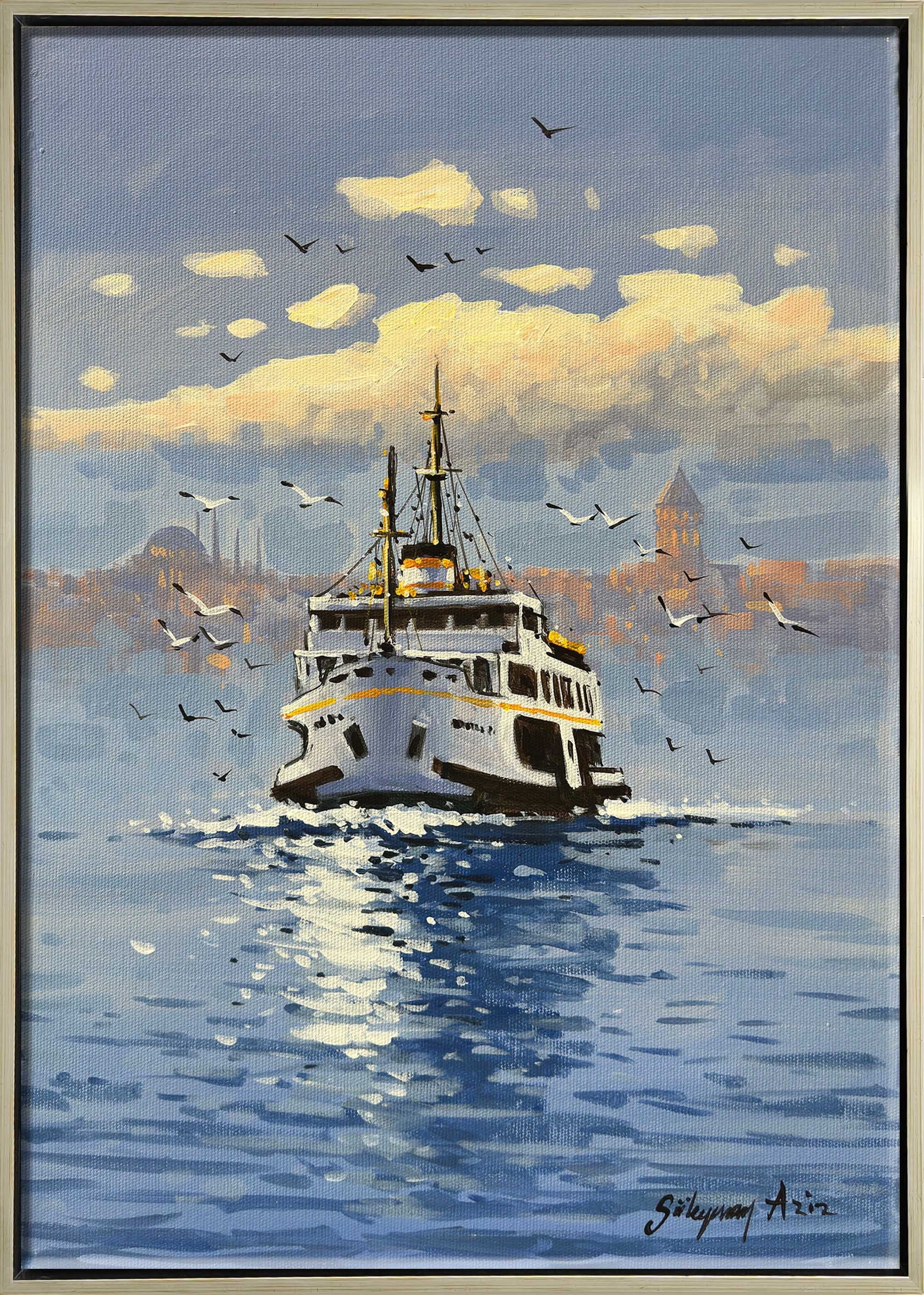 Galatadan Uzaklaşan Vapur | Yağlı Boya Tablo