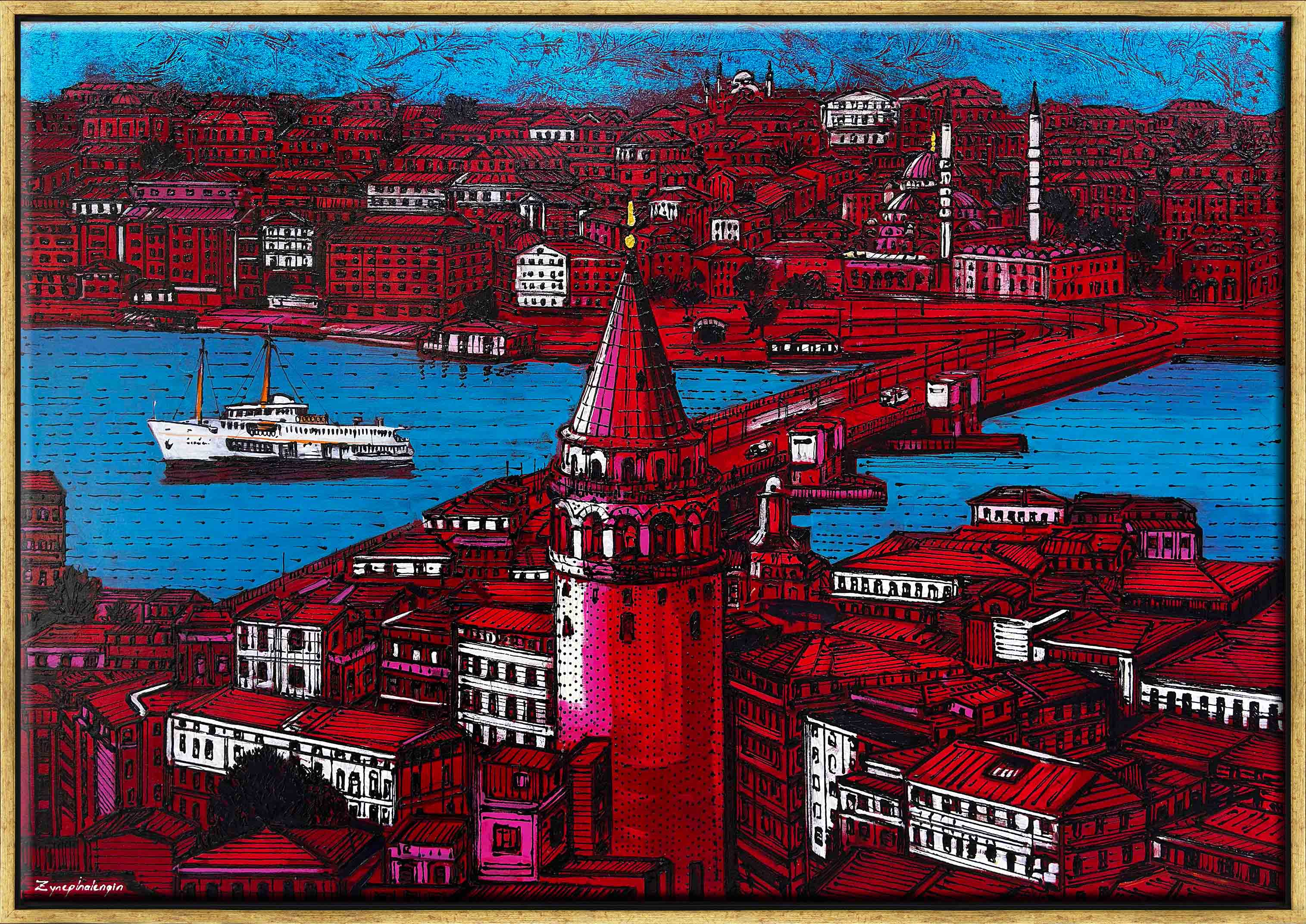 Galatanın Kırmızı Hafızası | Yağlı Boya Tablo